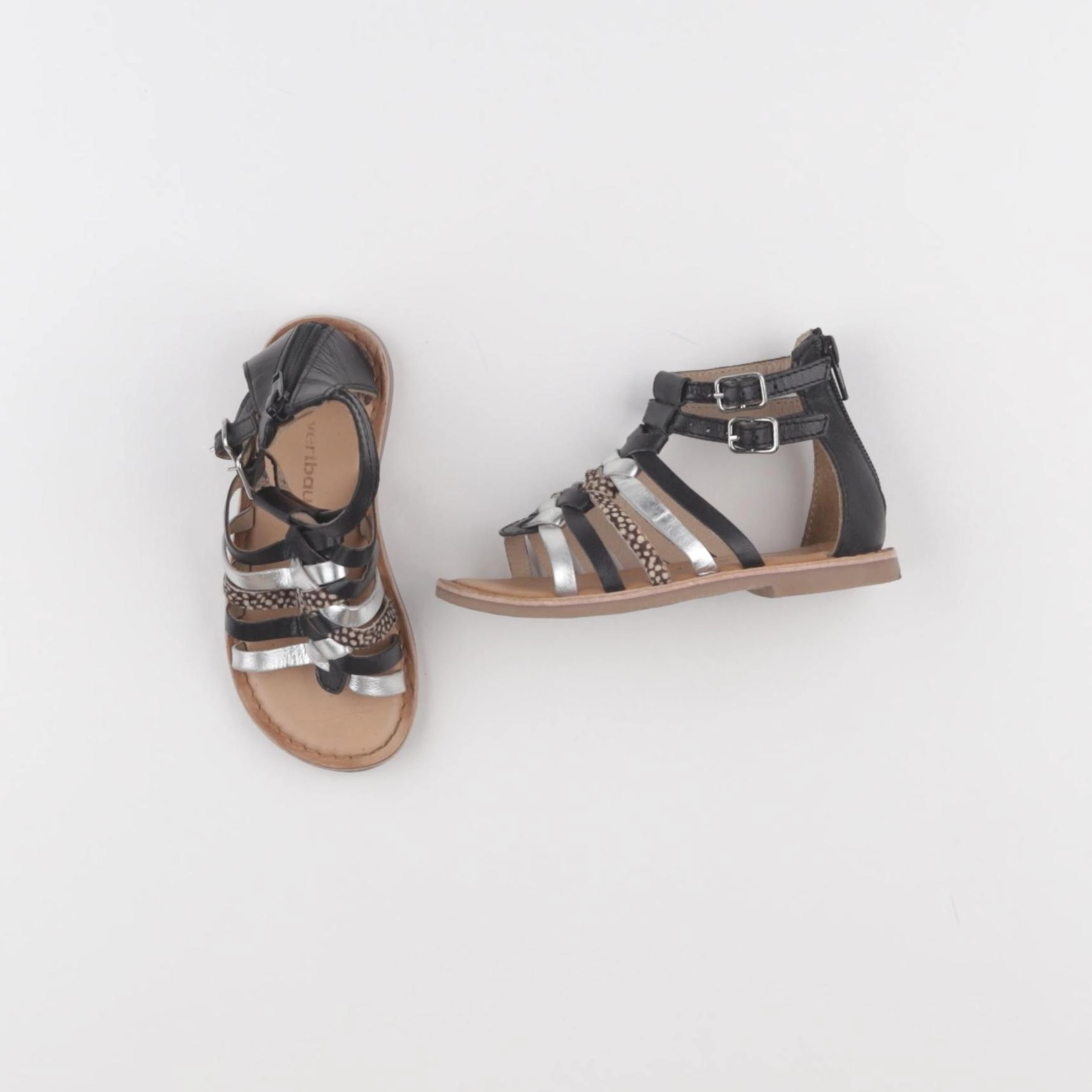 Vertbaudet - sandales argent, noir - pointure 26