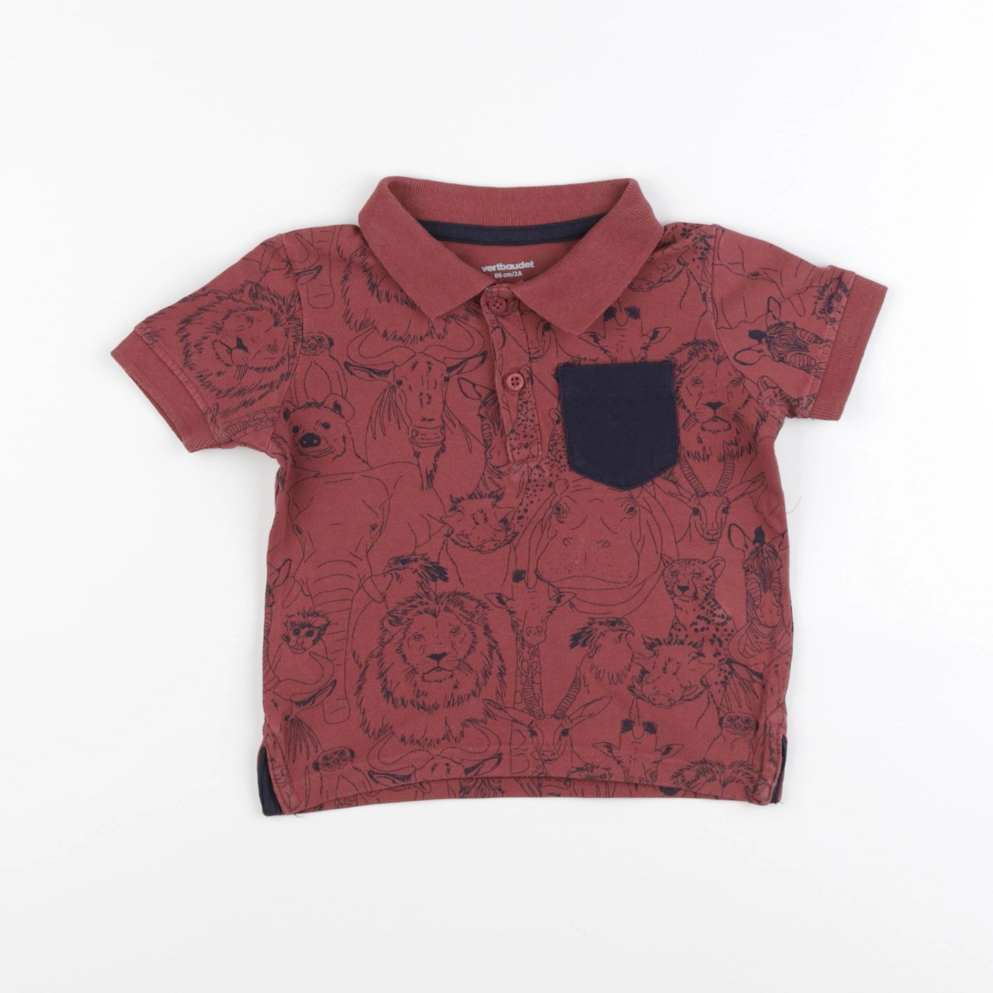 Vertbaudet - polo rouge - 2 ans