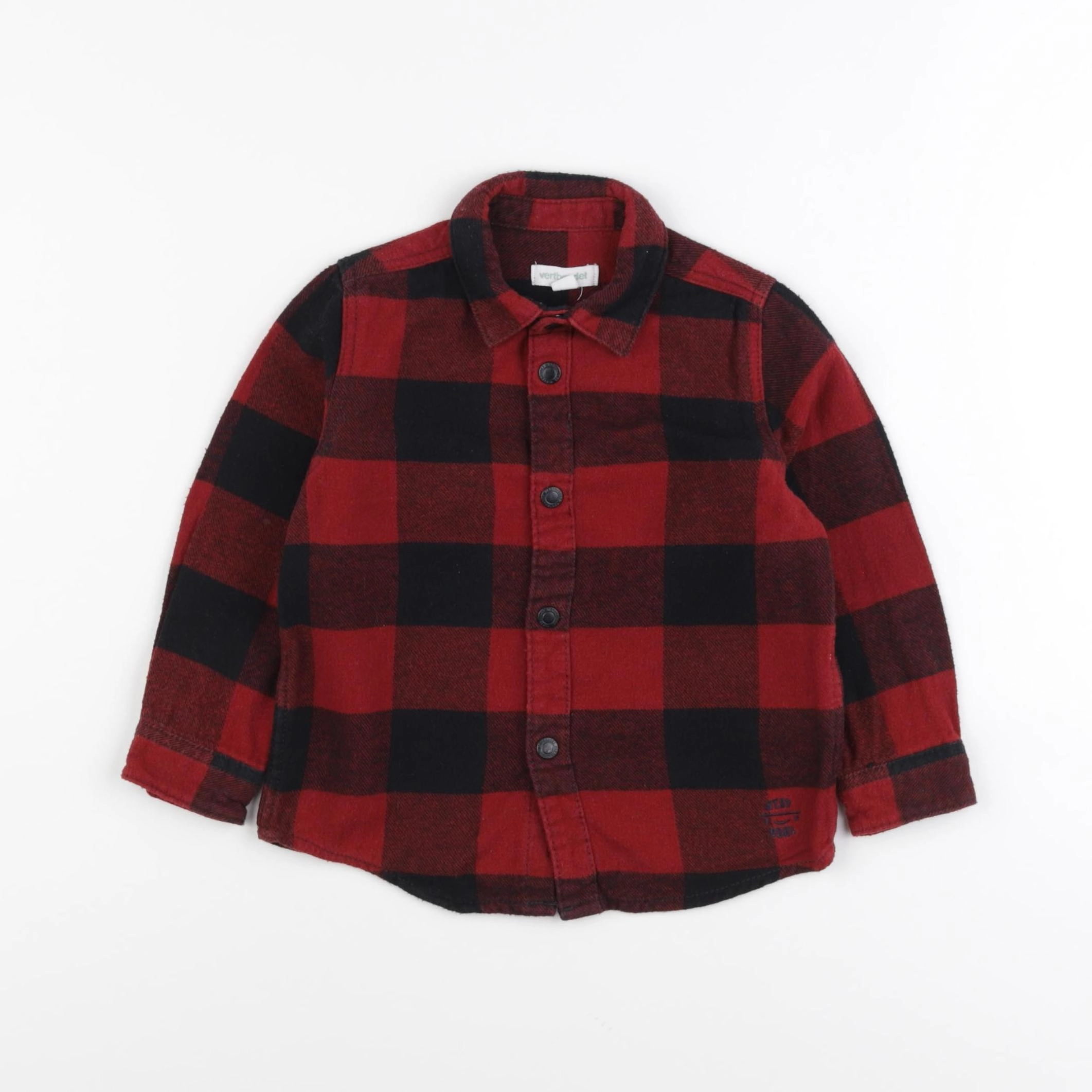 Vertbaudet - chemise noir, rouge - 3 ans