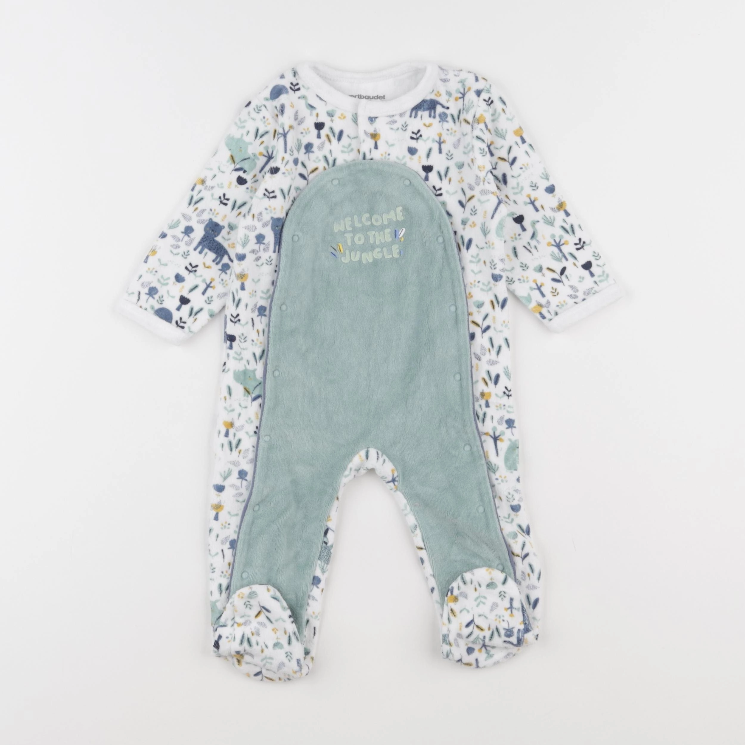 Vertbaudet - pyjama velours blanc - 6 mois