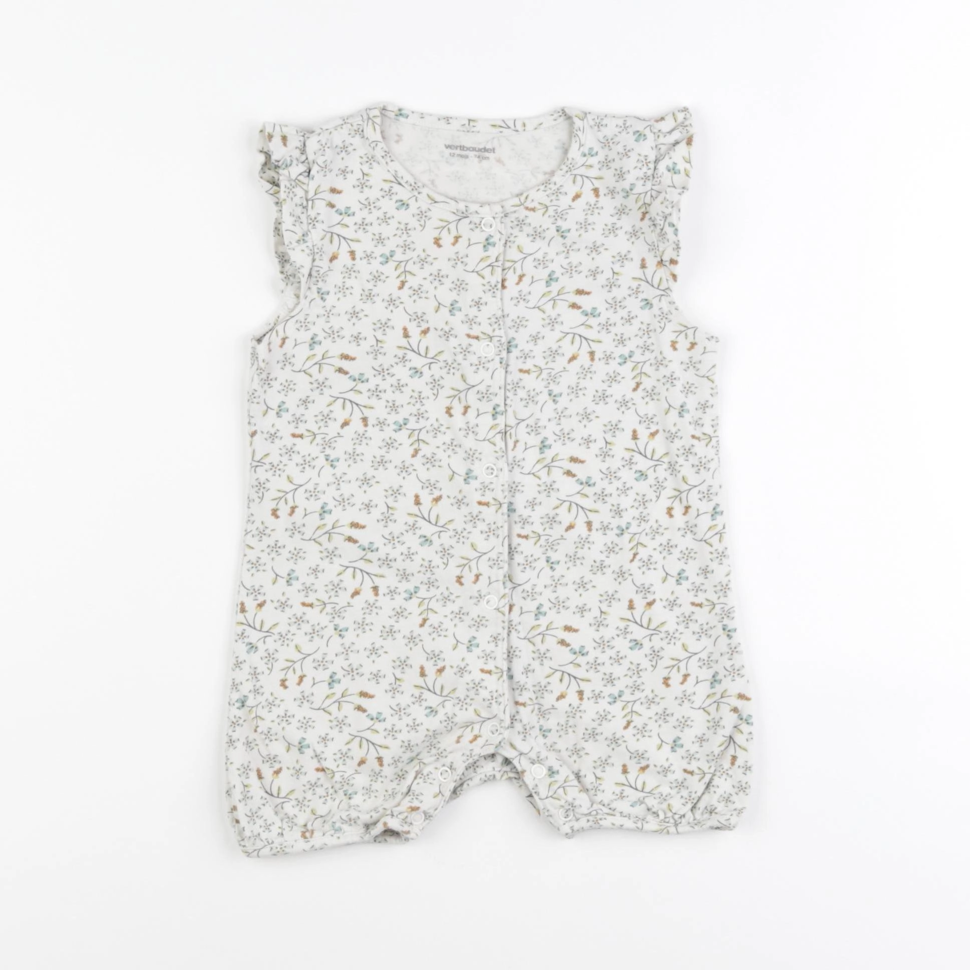 Vertbaudet - pyjama coton blanc, orange - 12 mois