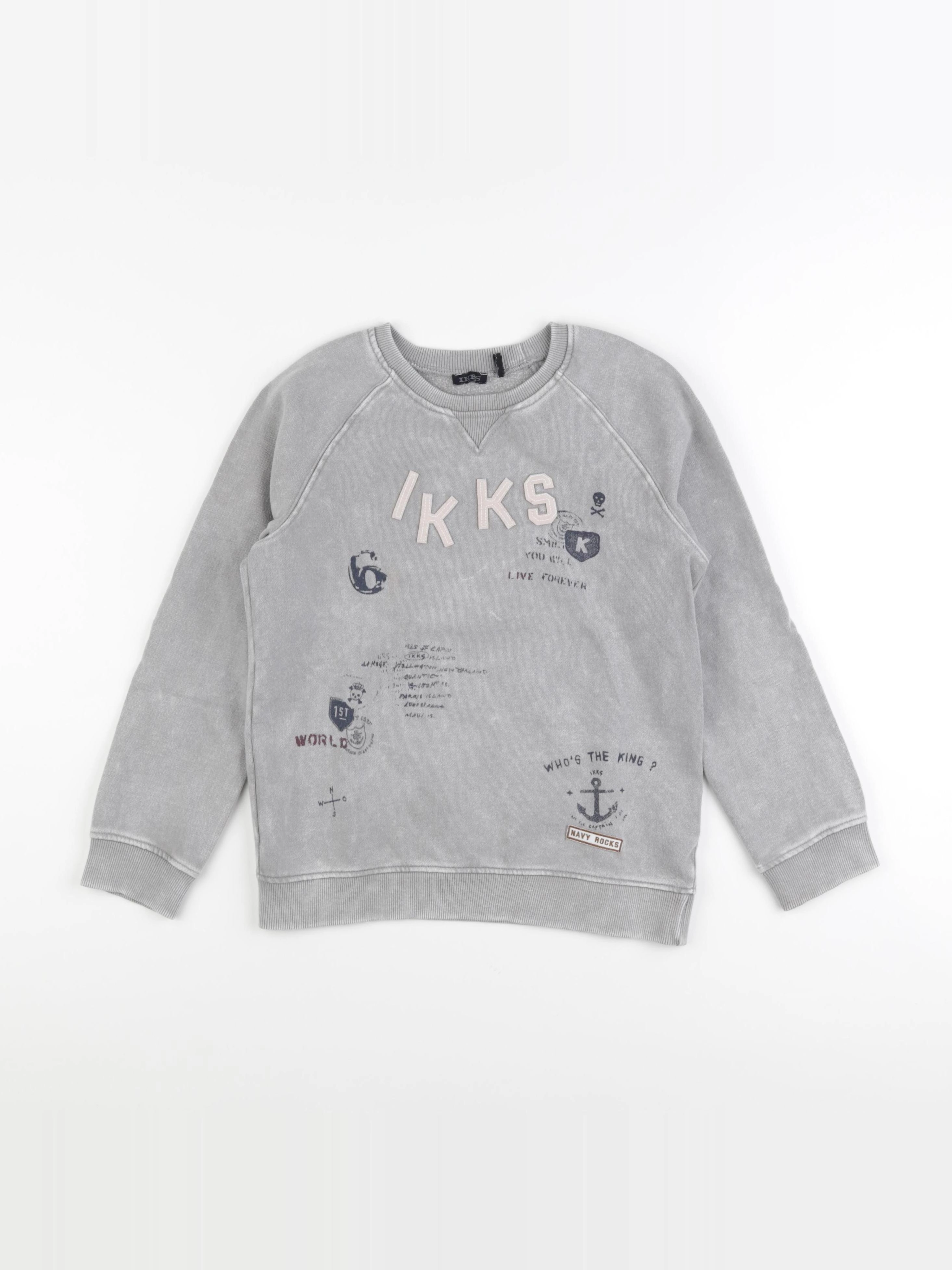 IKKS - sweat gris - 8 ans