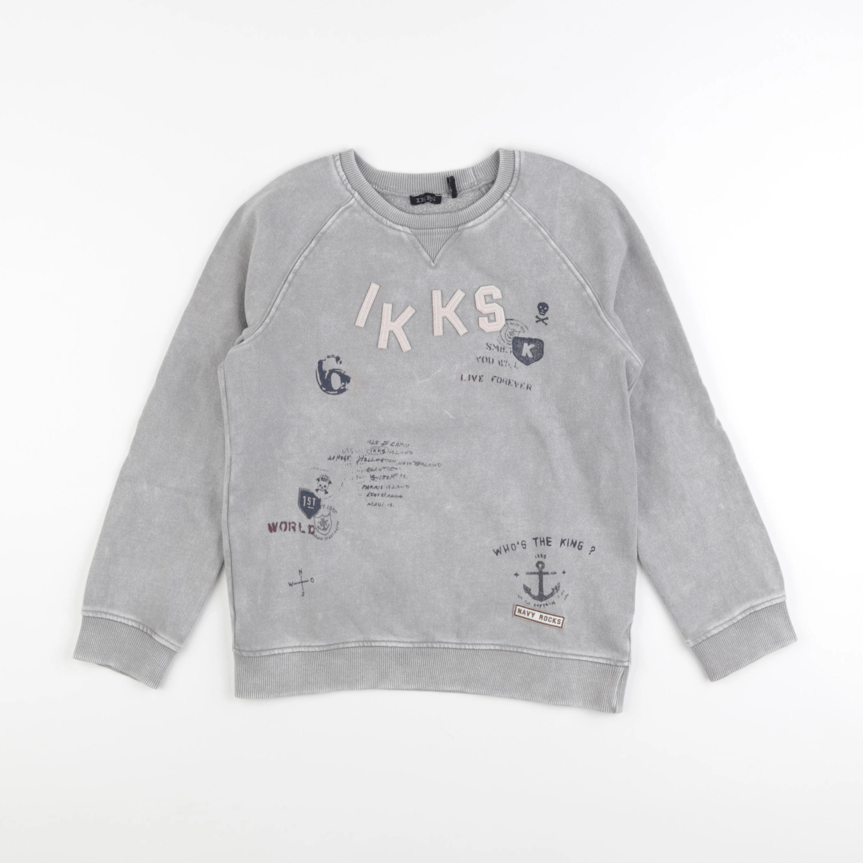IKKS - sweat gris - 8 ans