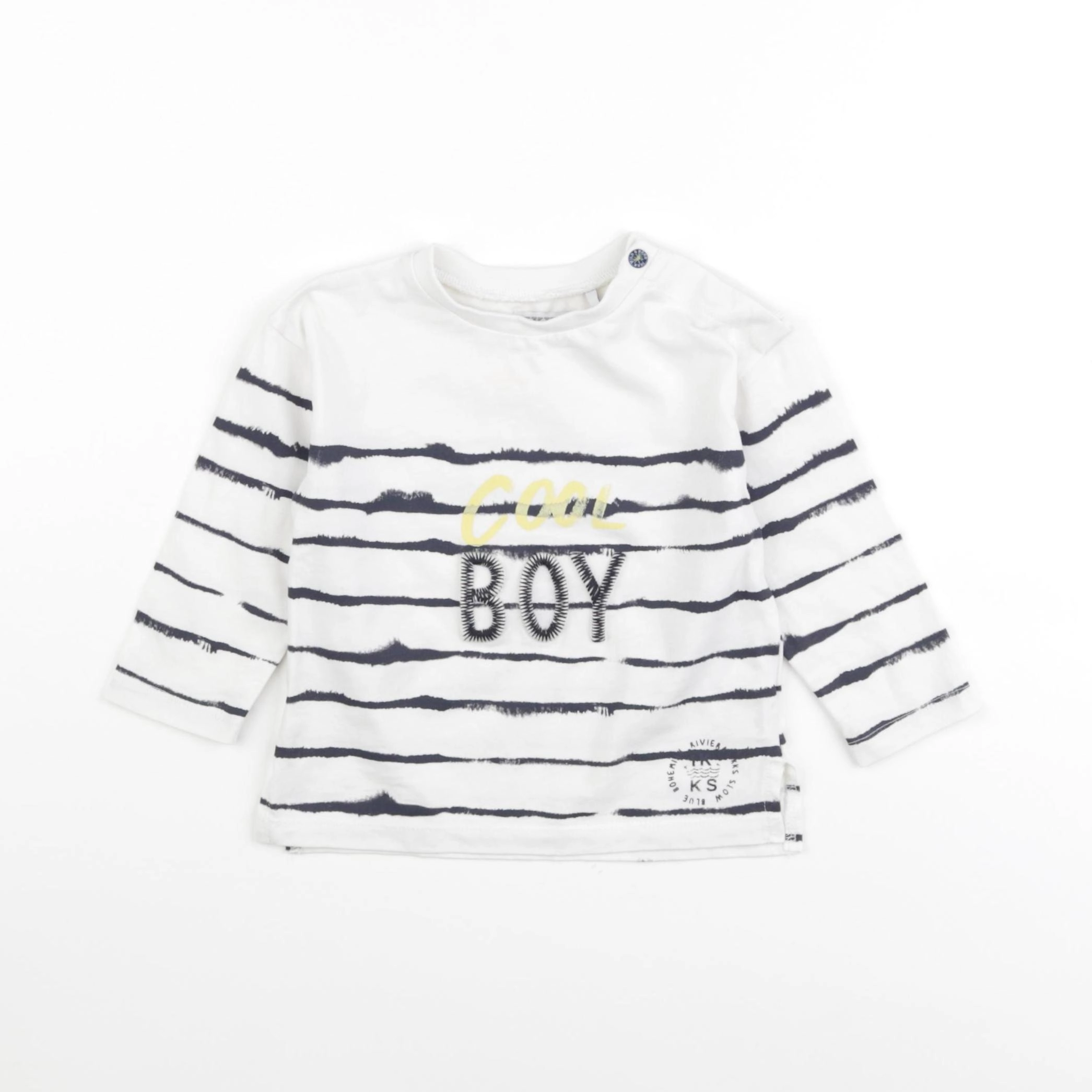 IKKS - tee-shirt bleu, blanc - 12 mois