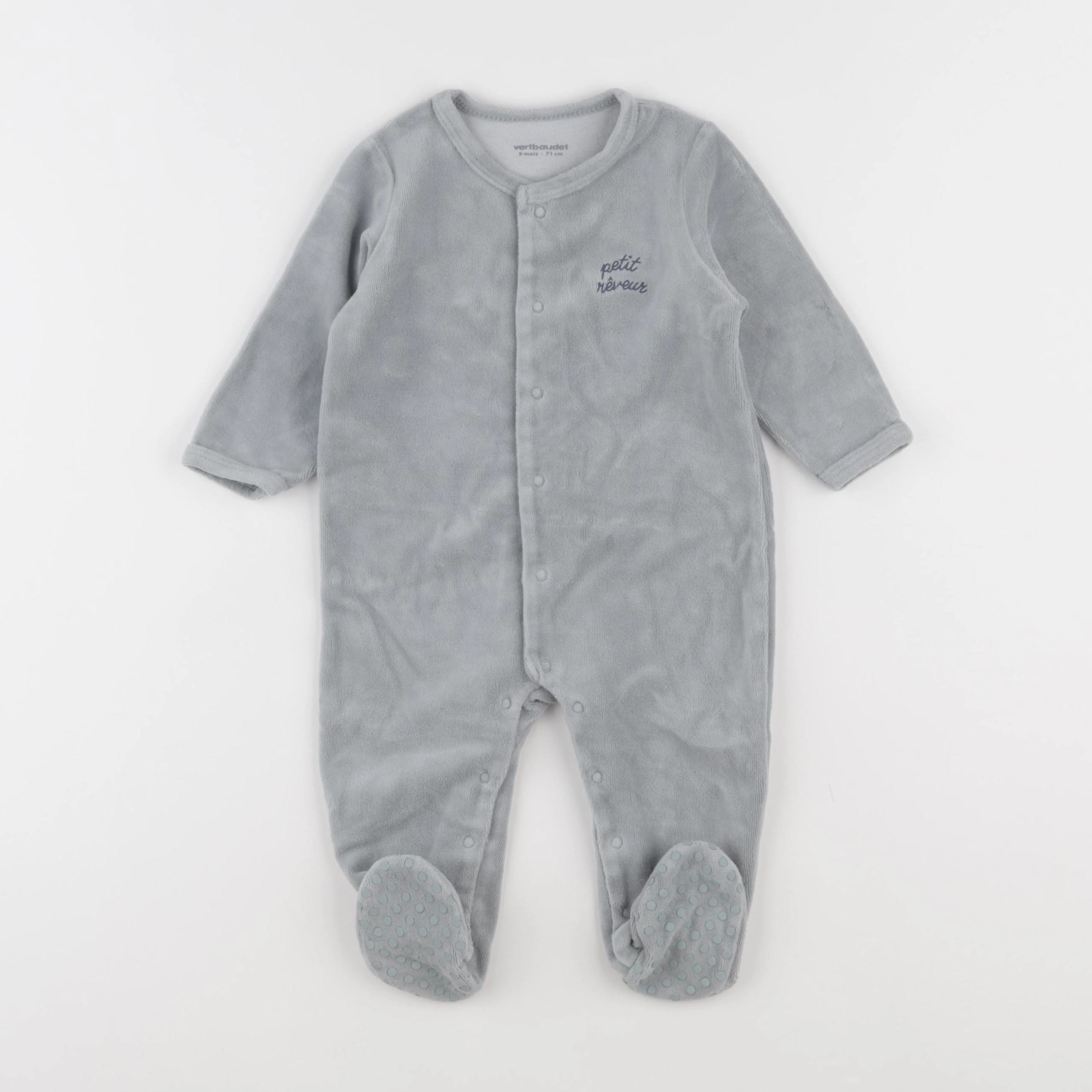 Vertbaudet - pyjama velours vert - 9 mois