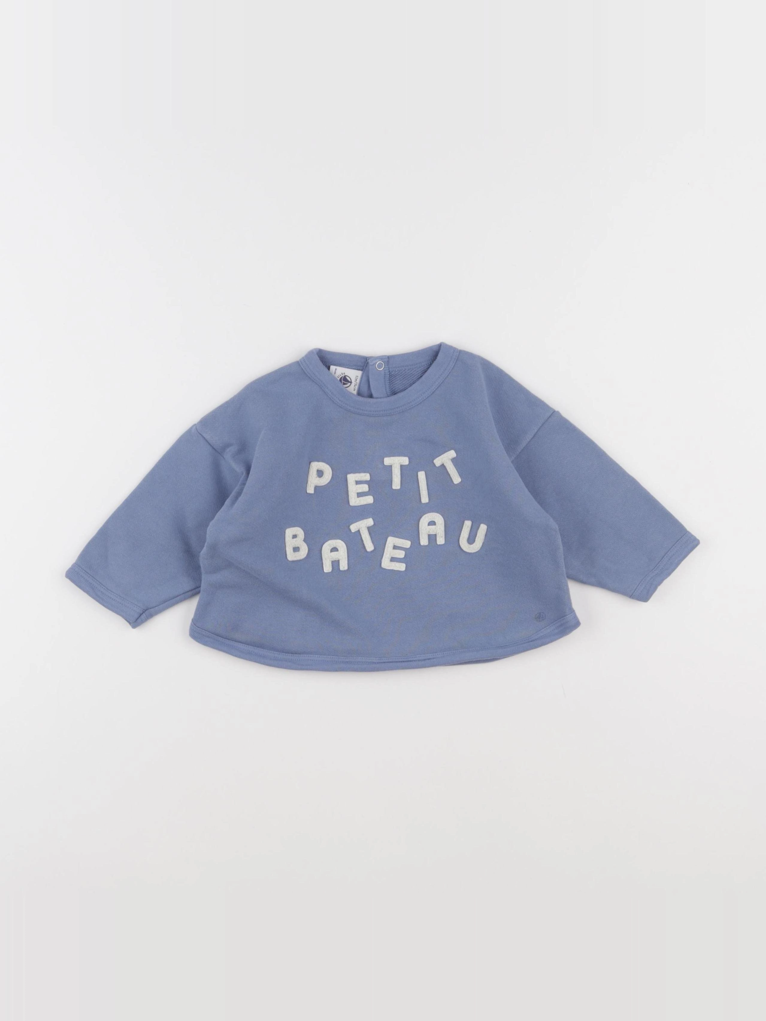 Petit Bateau - sweat bleu - 12 mois