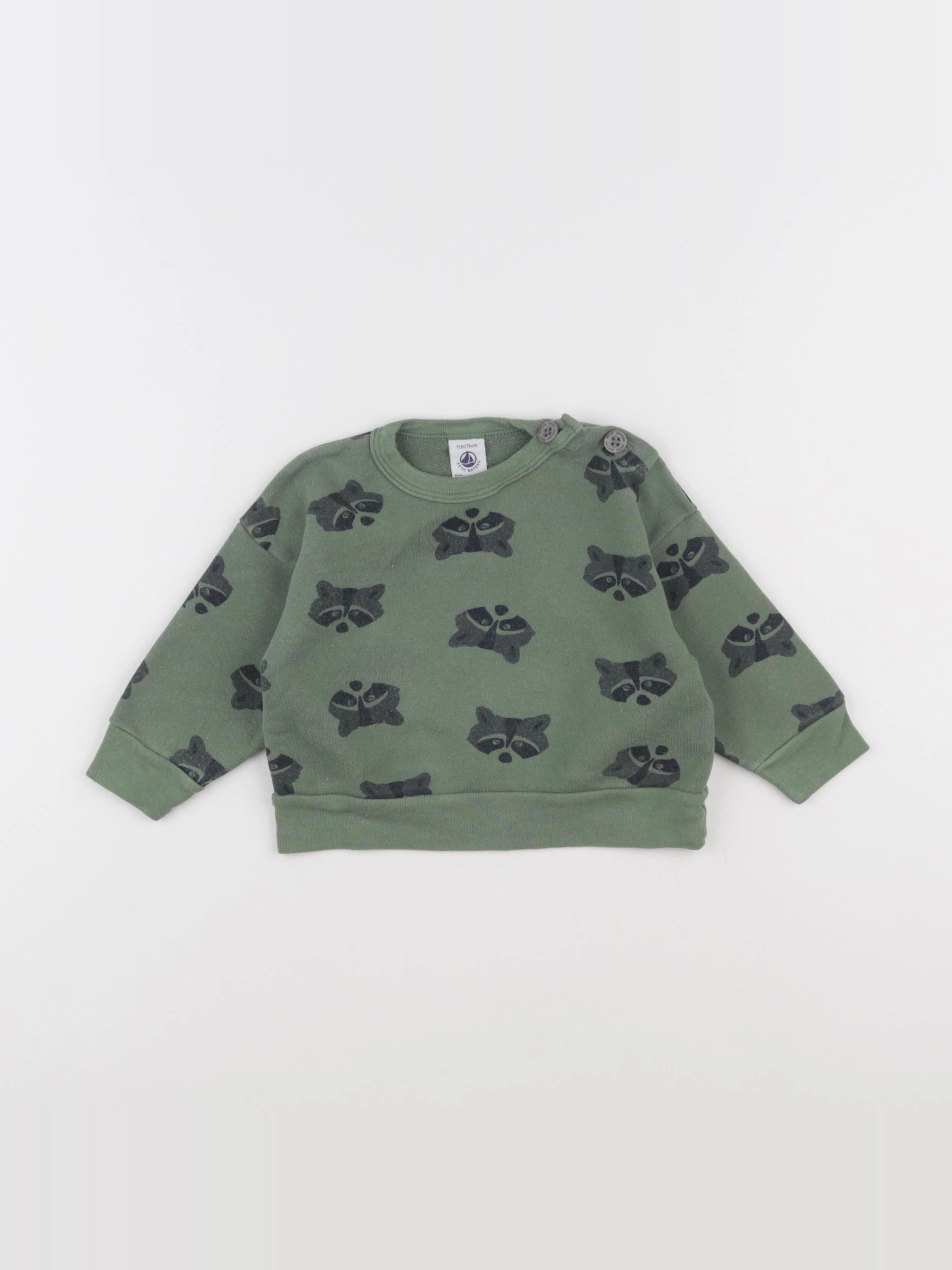 Petit Bateau - sweat vert - 12 mois