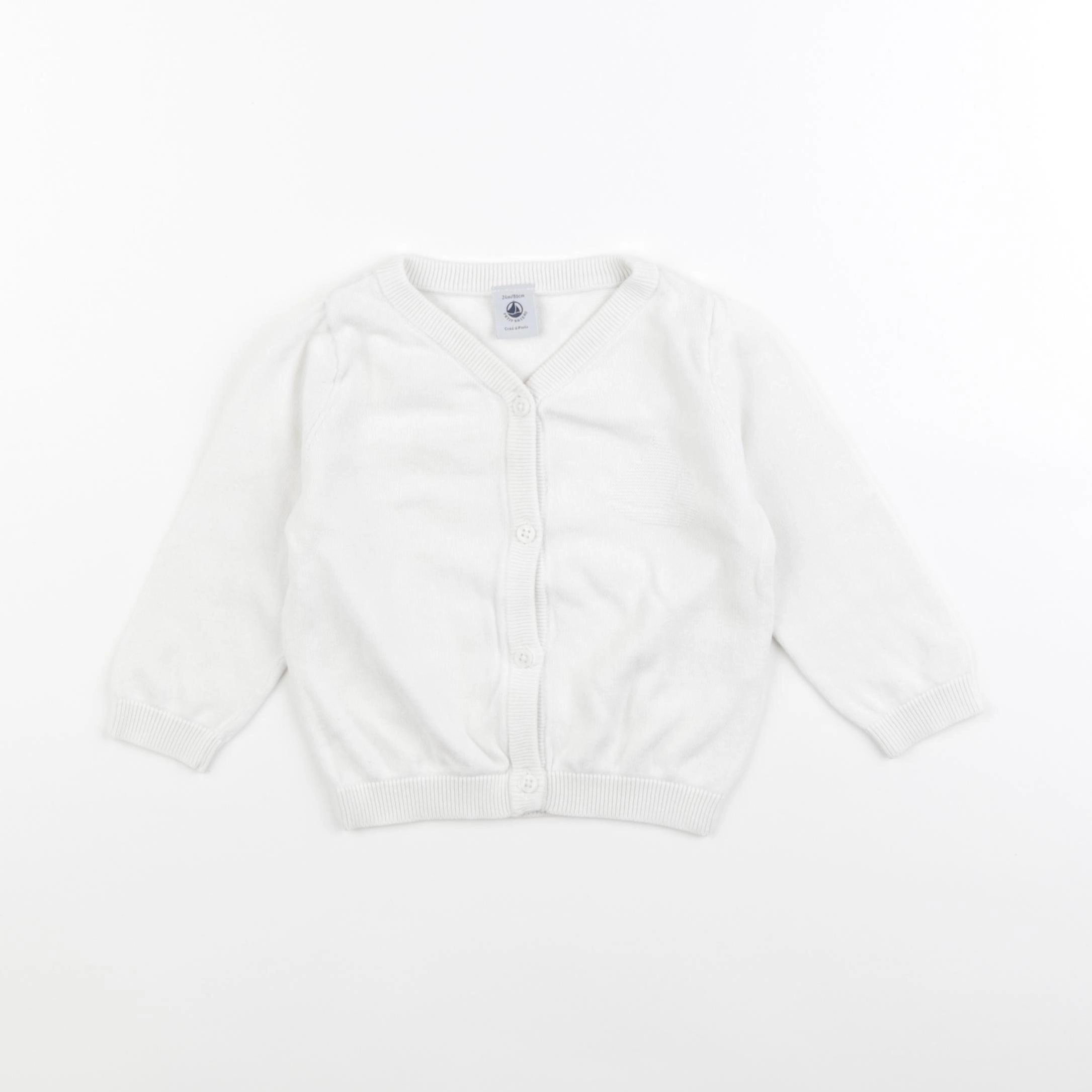 Petit Bateau - gilet blanc - 24 mois