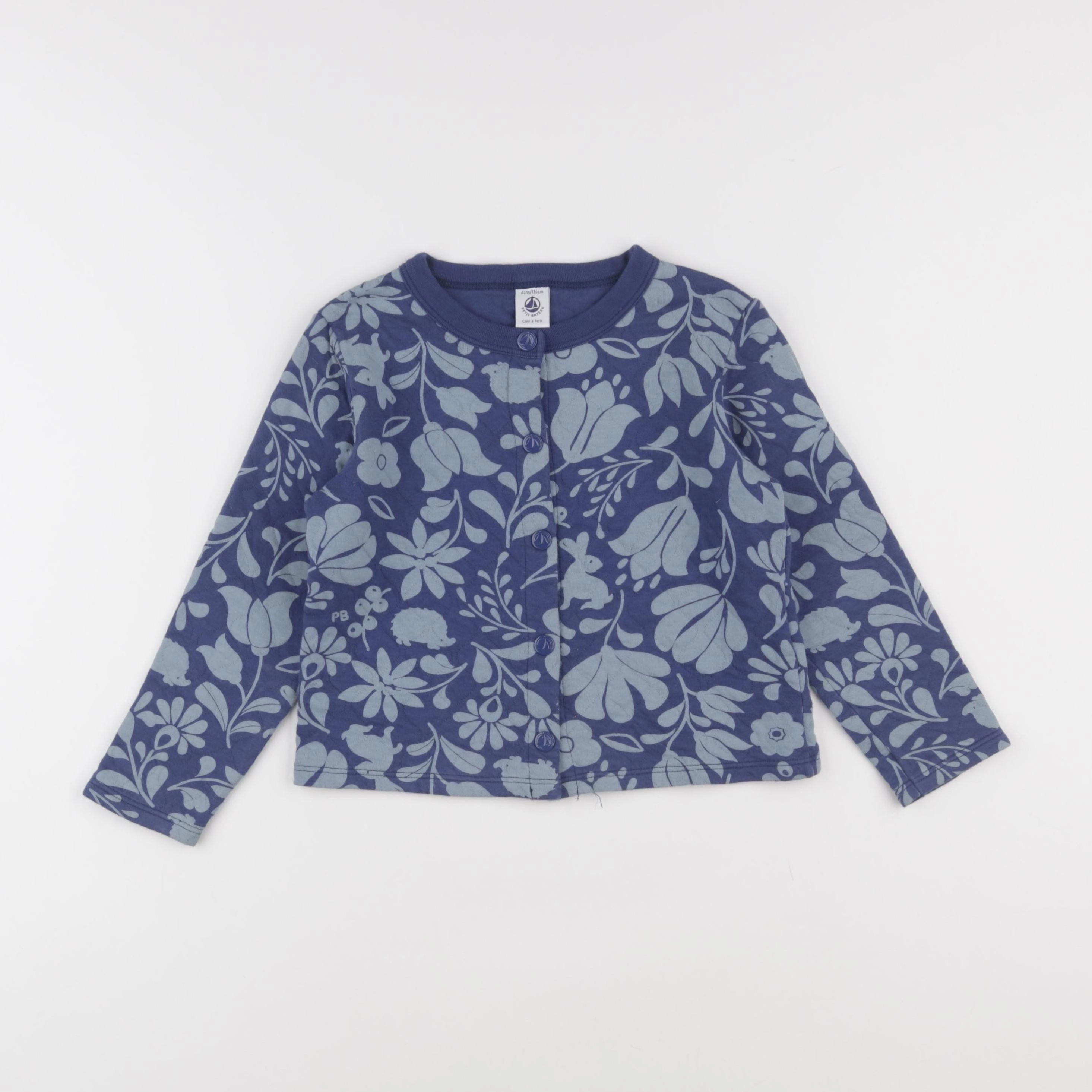 Petit Bateau - sweat bleu - 6 ans