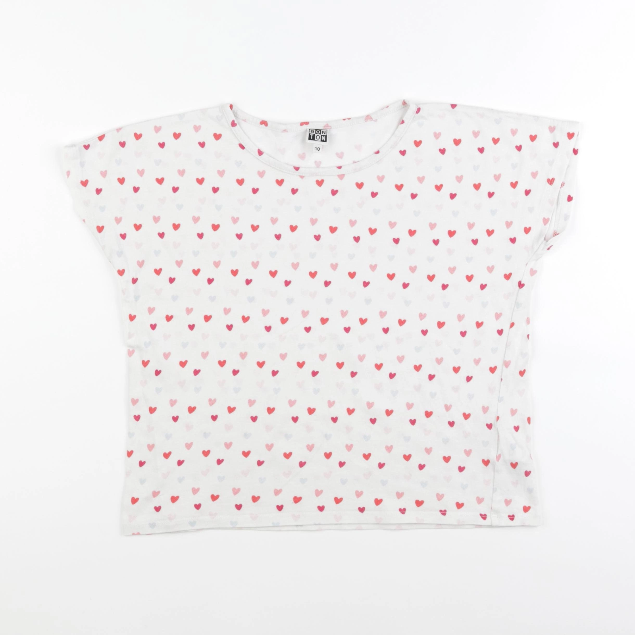 Bonton - tee-shirt blanc, rose - 10 ans