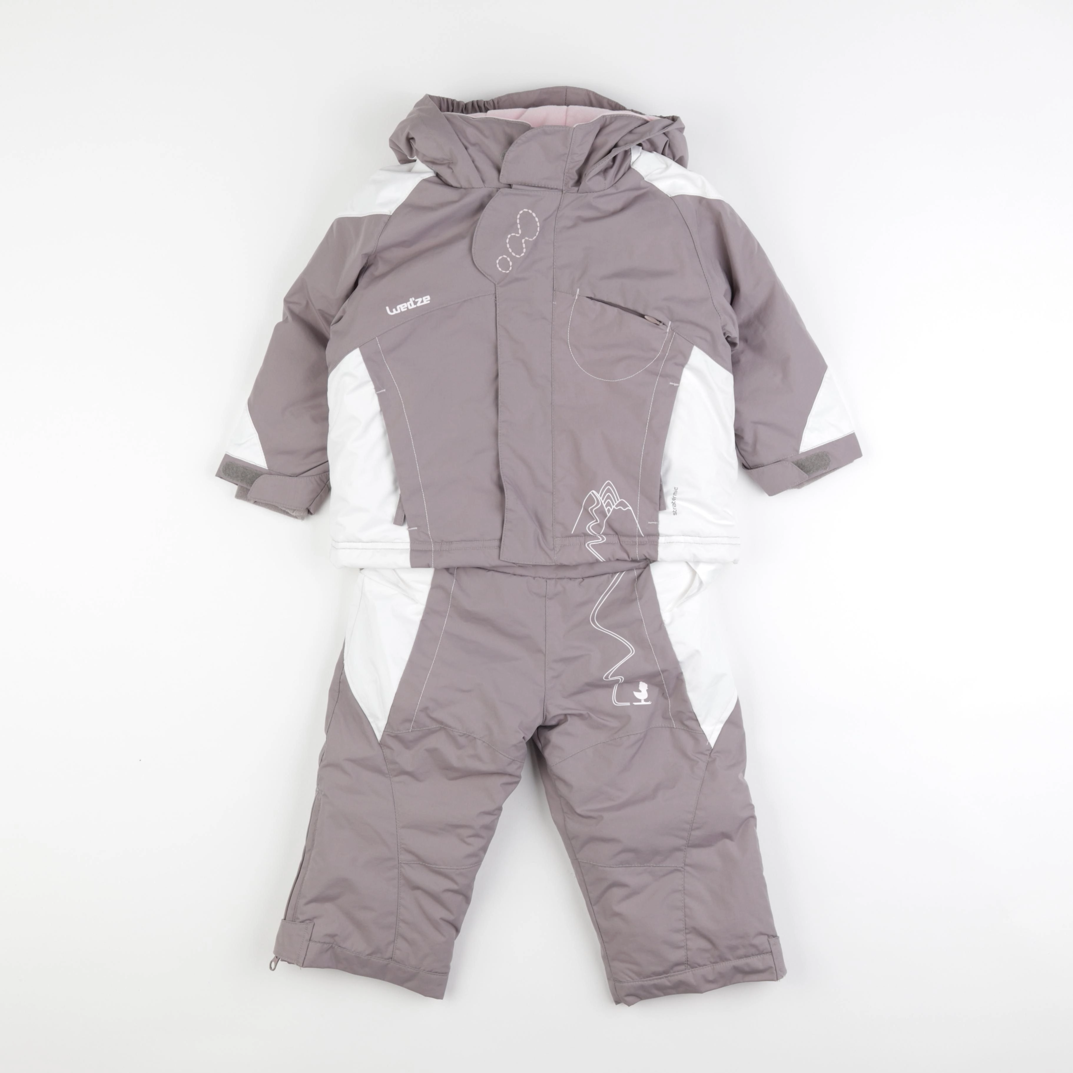 Decathlon ski - combinaison de ski gris, rose - 18 mois