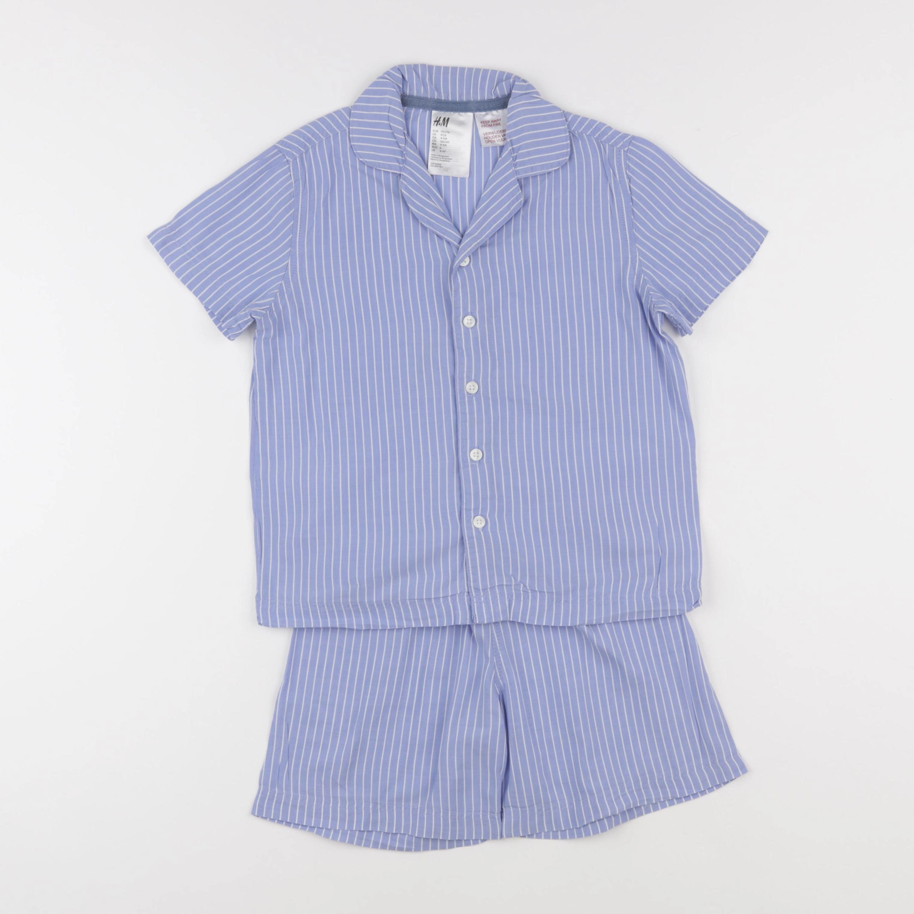 H&M - pyjama coton blanc, bleu - 4/6 ans