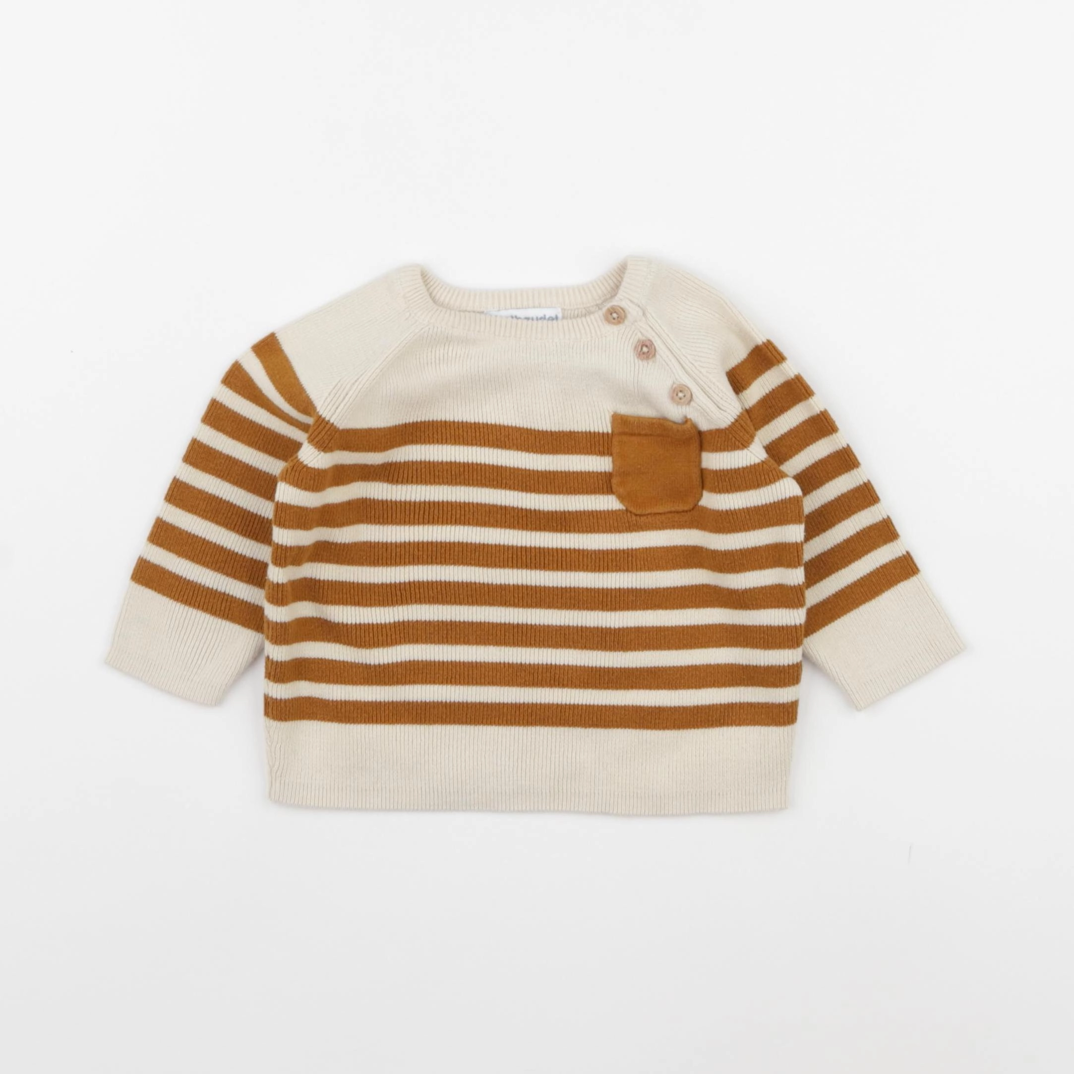 Vertbaudet - pull beige, marron - 9 mois