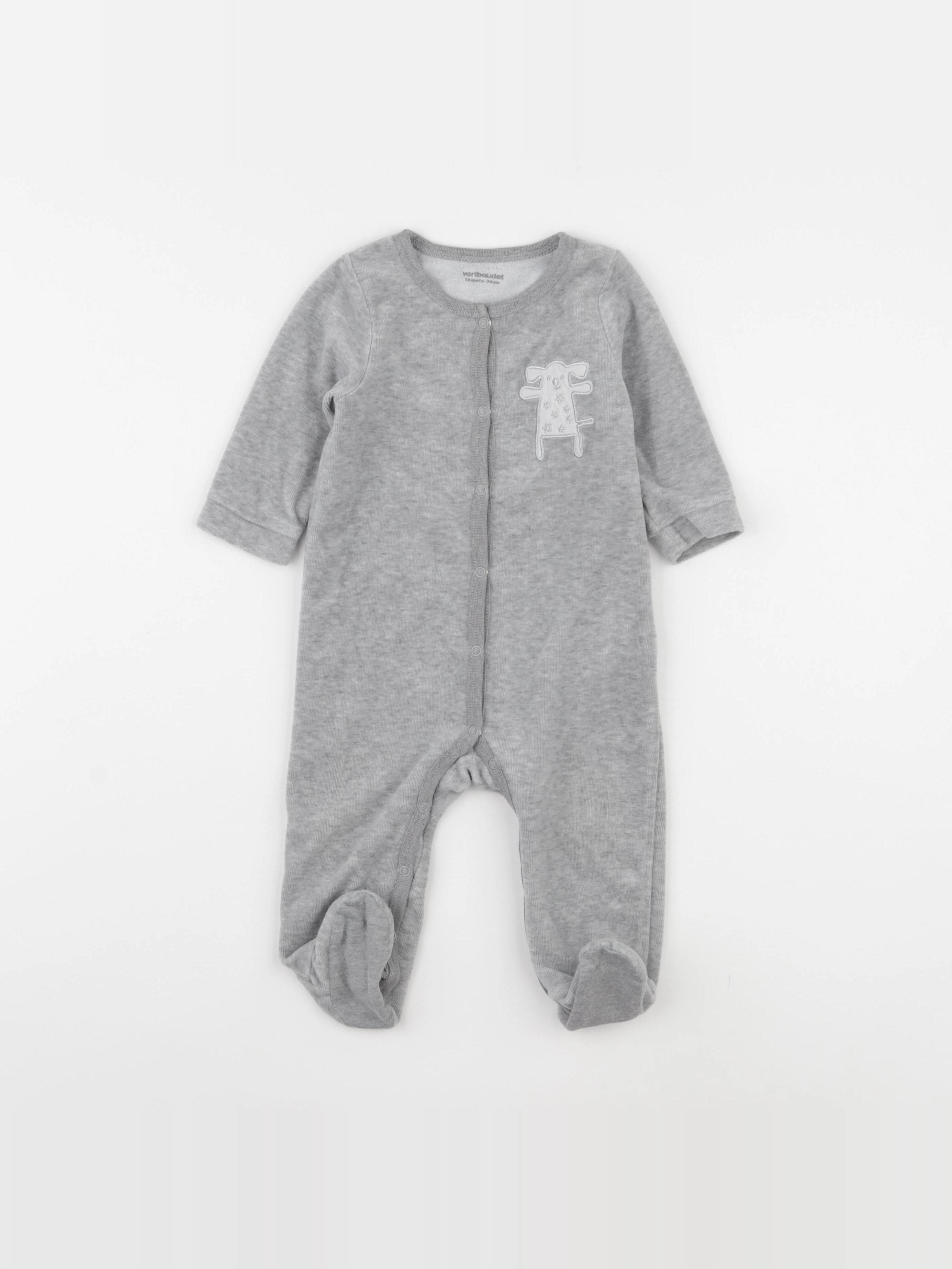 Vertbaudet - pyjama velours gris - 12 mois