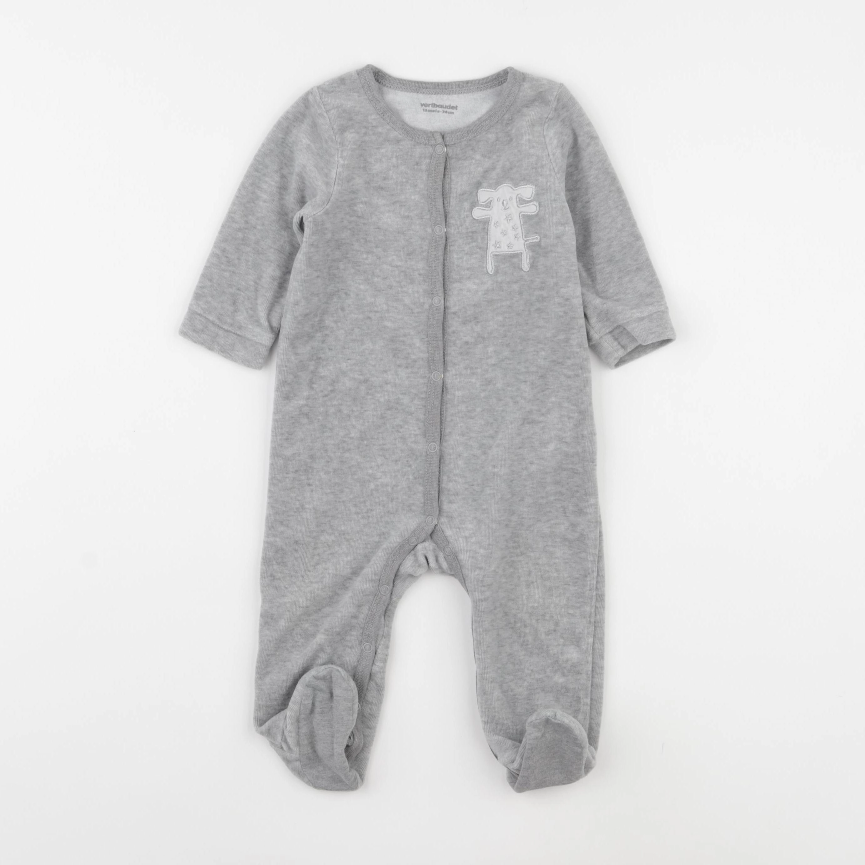Vertbaudet - pyjama velours gris - 12 mois