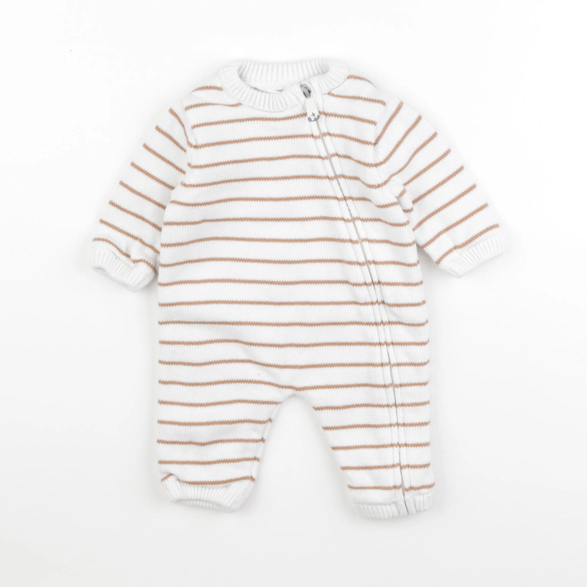 Vertbaudet - combinaison blanc, marron - 3 mois