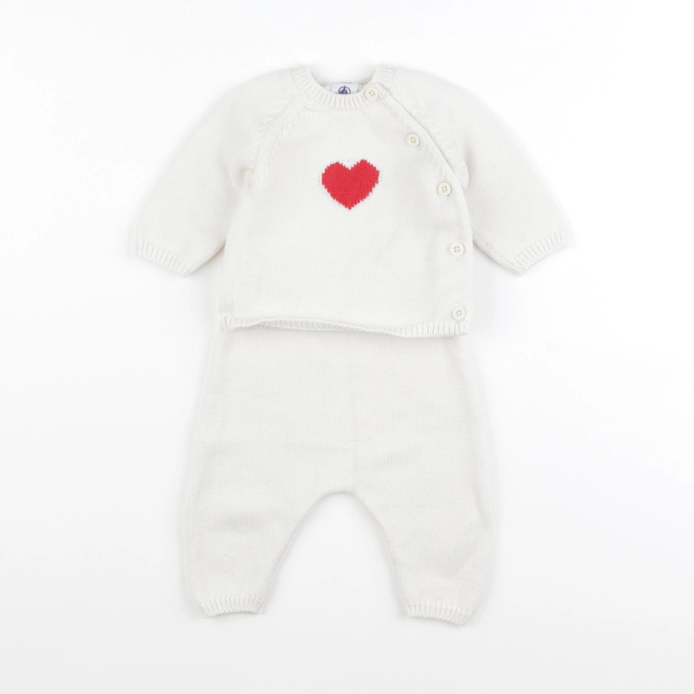 Petit Bateau - ensemble blanc - 3 mois