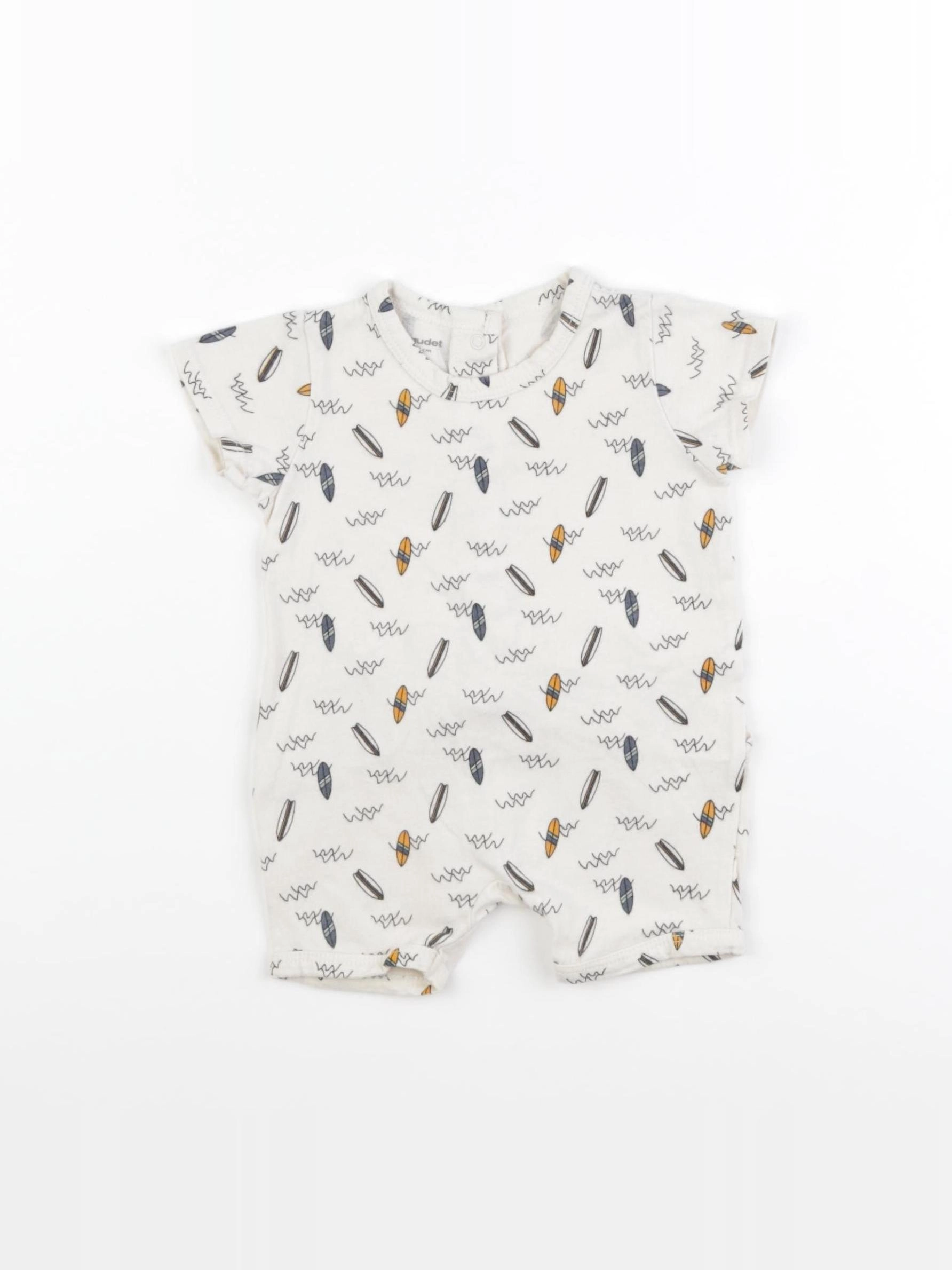 Vertbaudet - pyjama coton beige, bleu - 3 mois