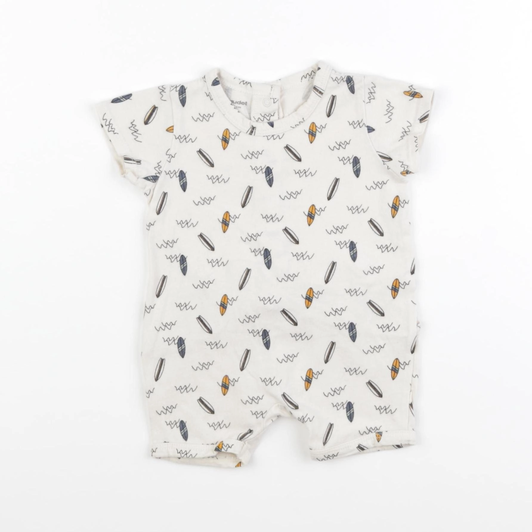 Vertbaudet - pyjama coton beige, bleu - 3 mois