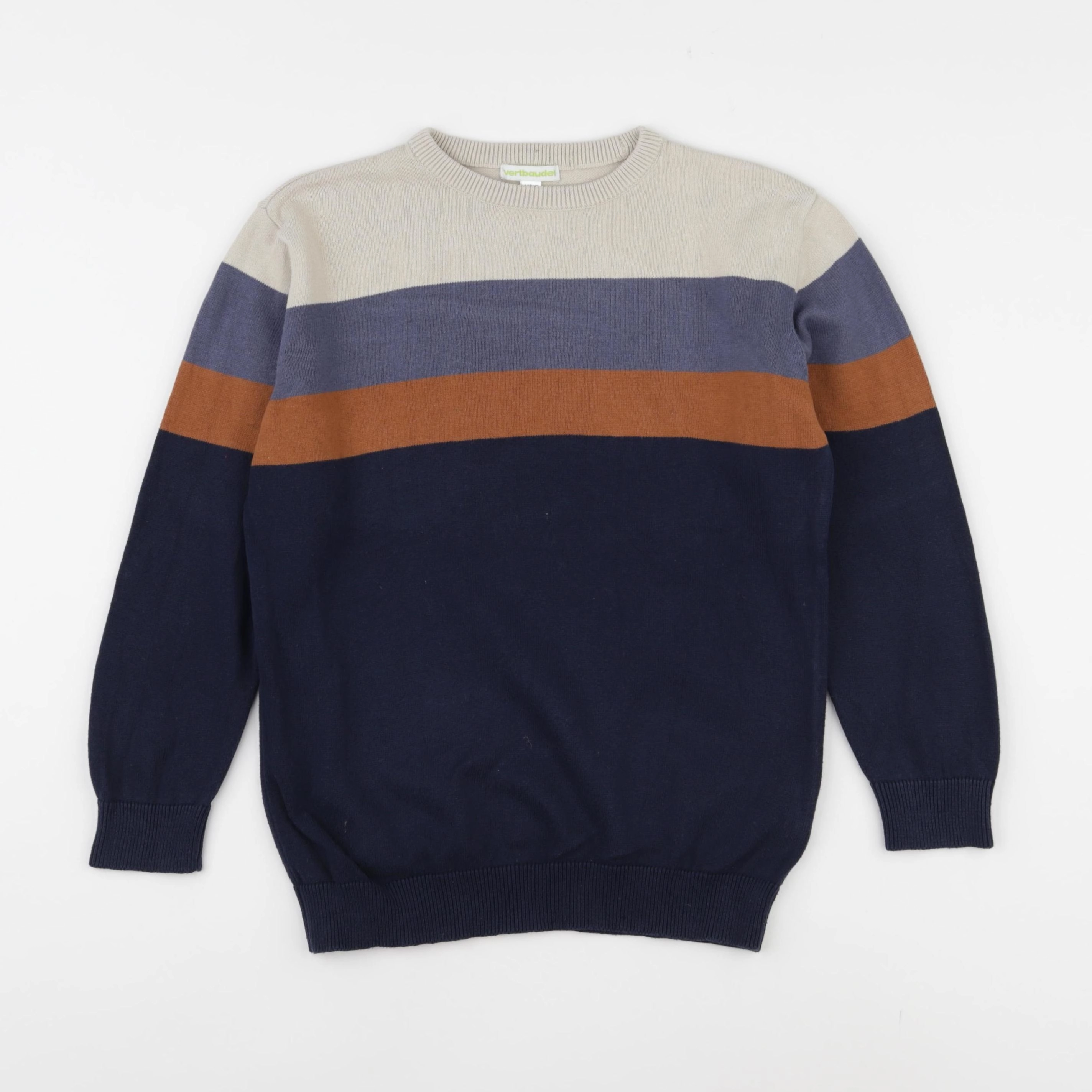 Vertbaudet - pull beige, bleu - 10 ans