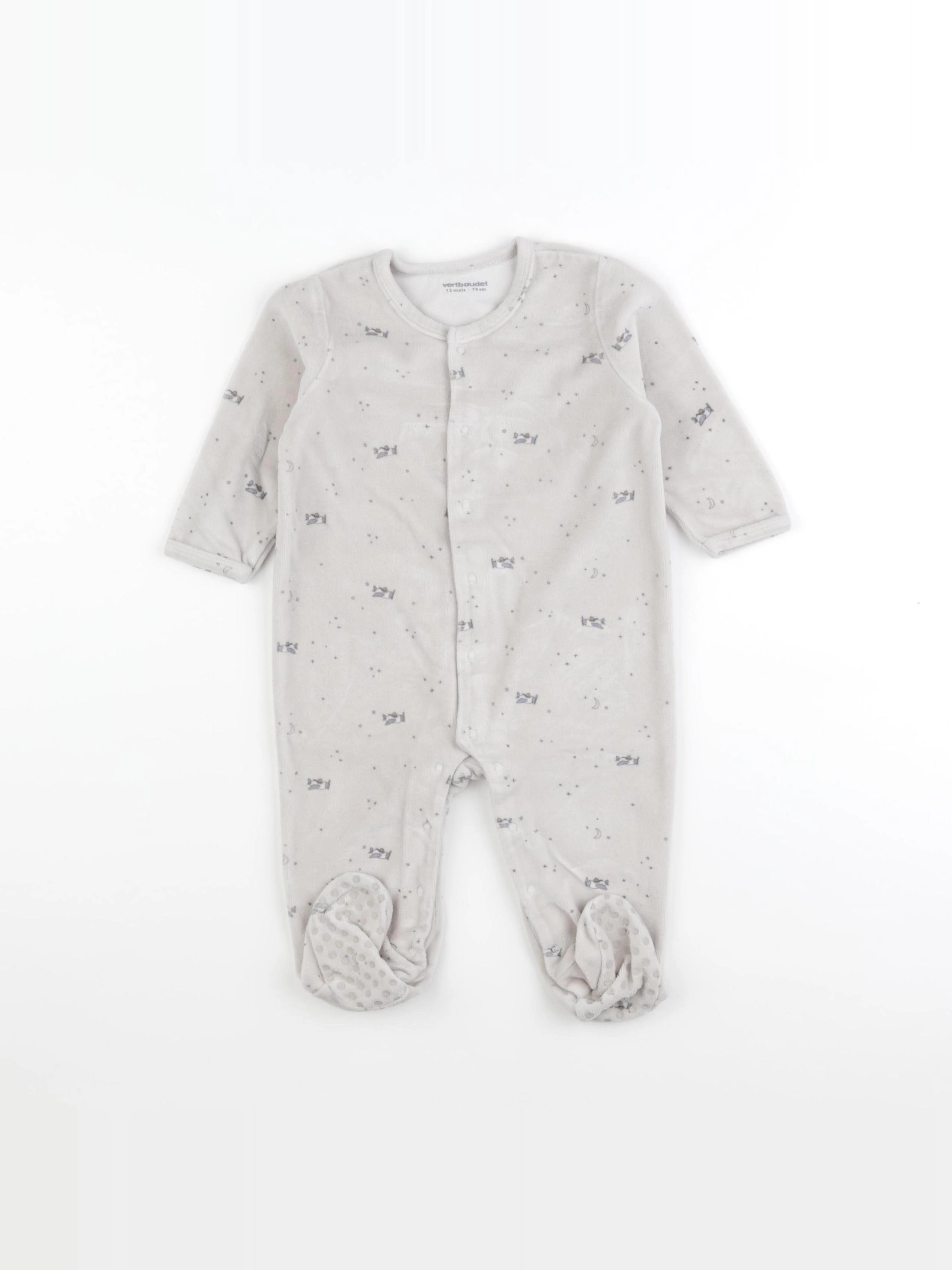 Vertbaudet - pyjama velours gris - 12 mois