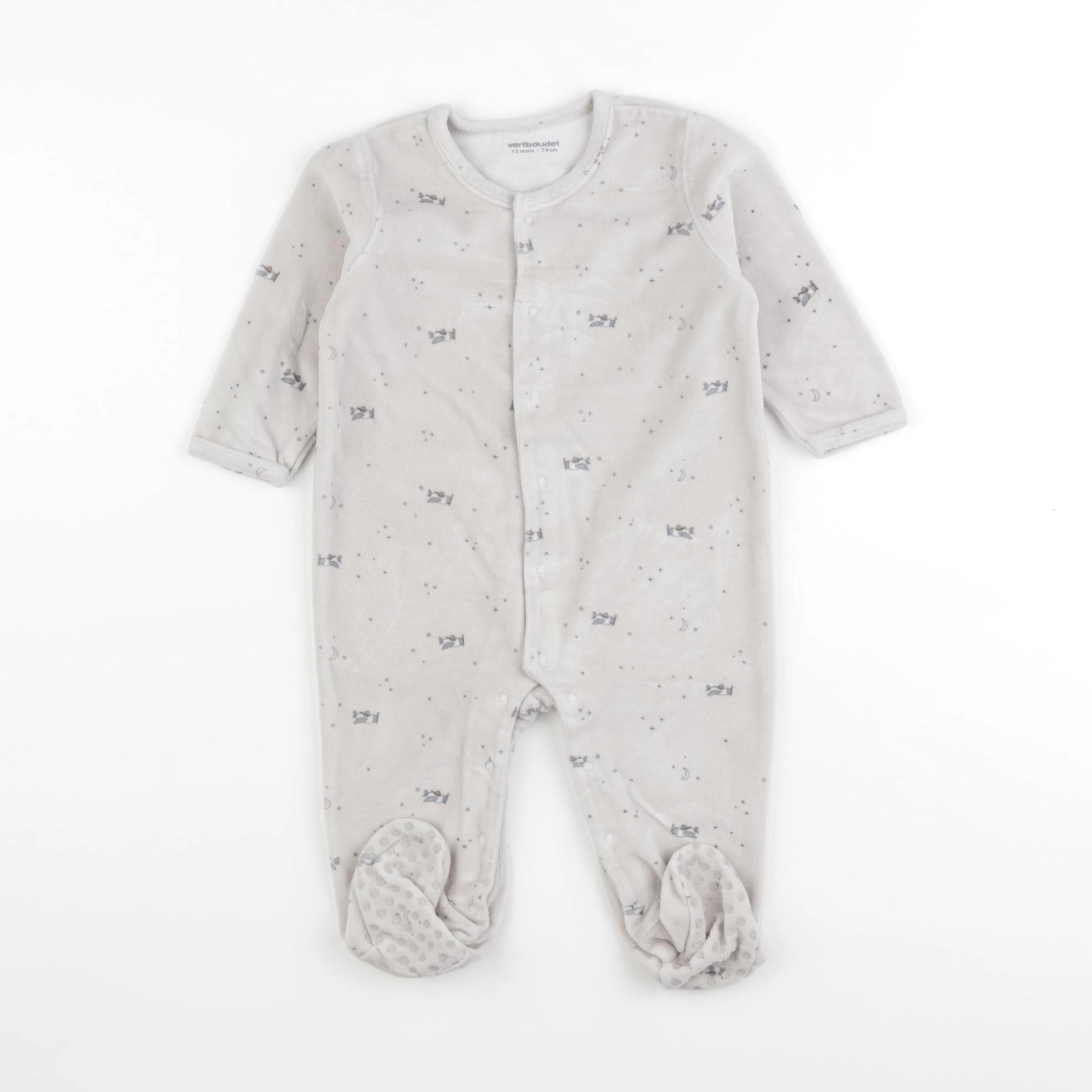 Vertbaudet - pyjama velours gris - 12 mois