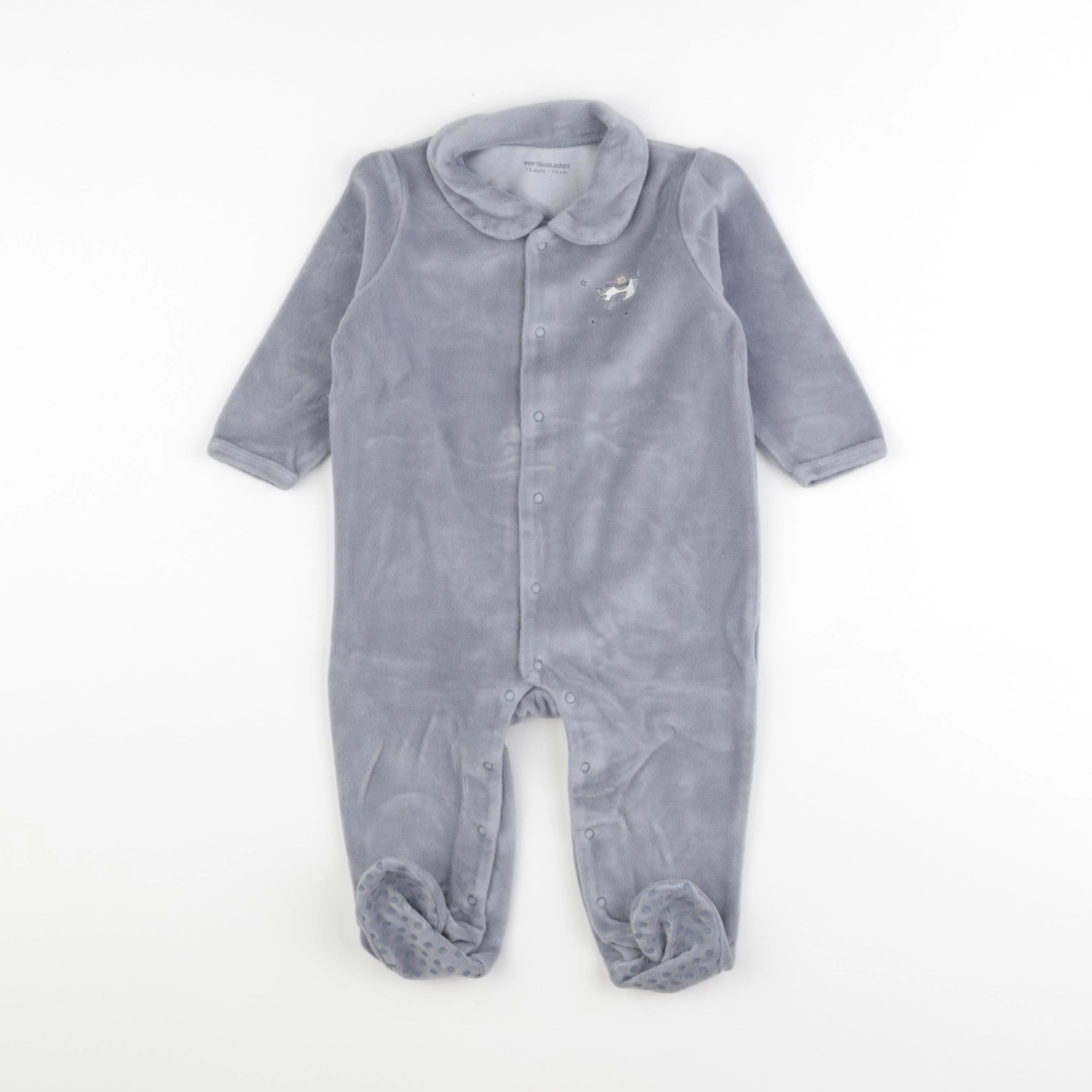 Vertbaudet - pyjama velours bleu - 12 mois