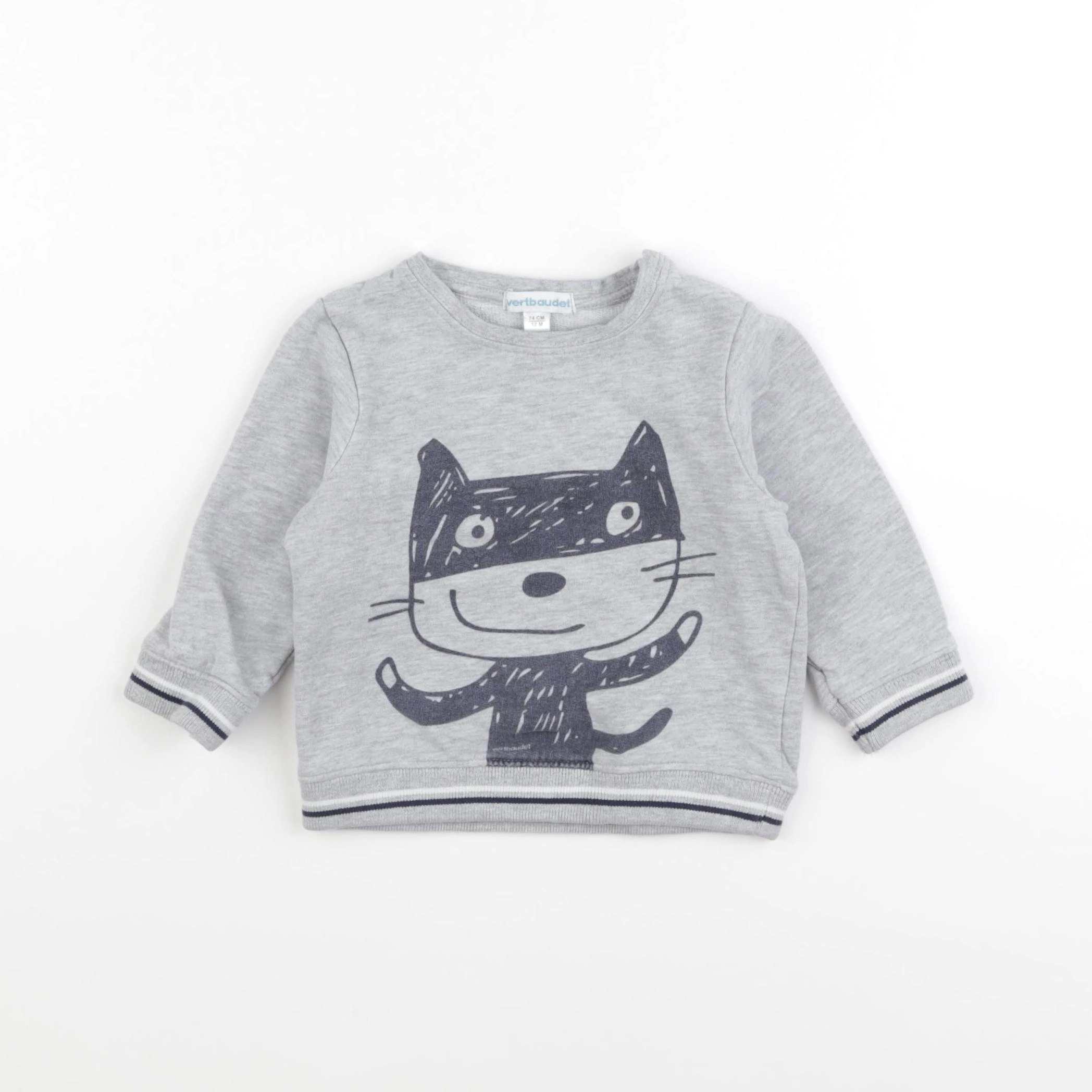 Vertbaudet - sweat gris - 12 mois