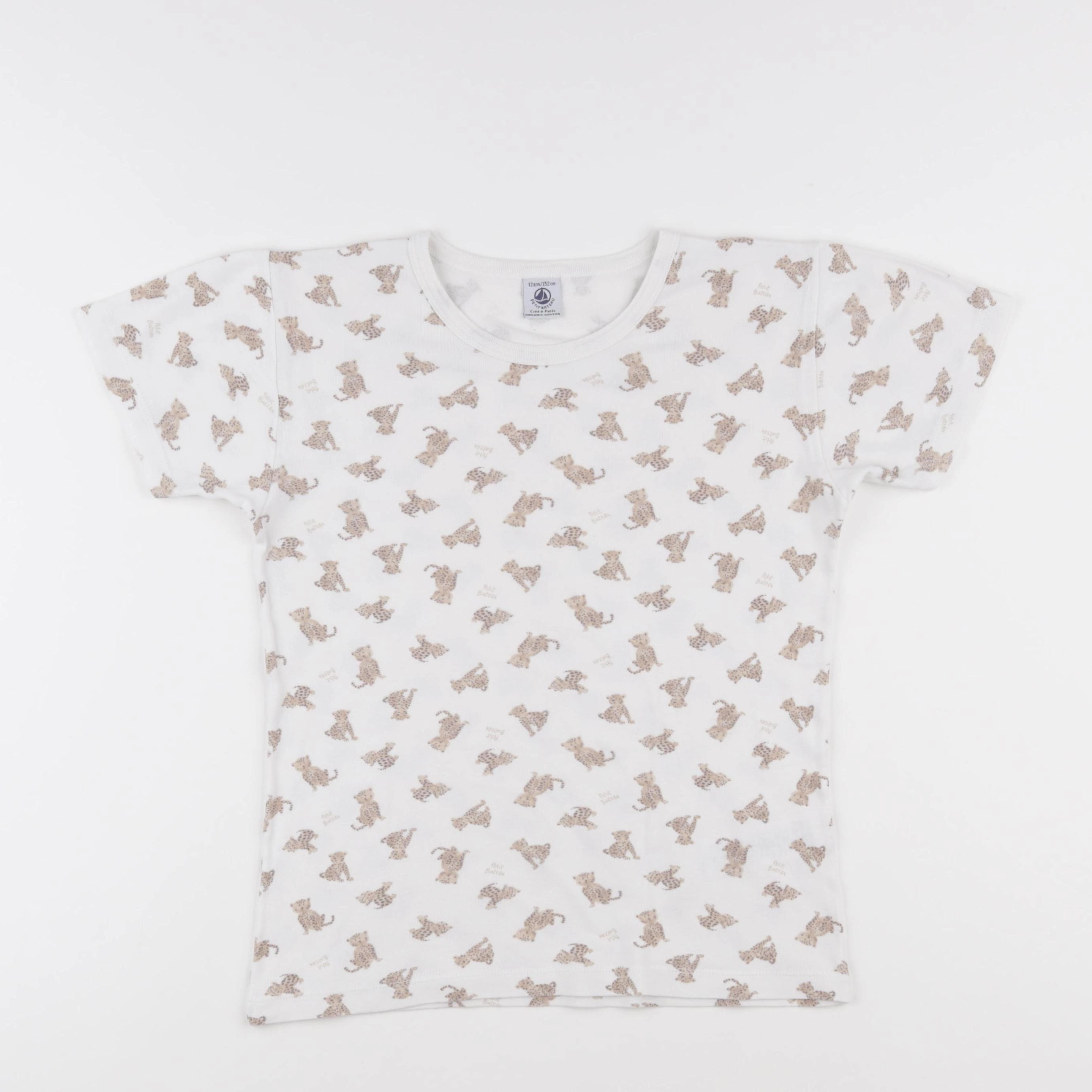 Petit Bateau - maillot de corps blanc, marron - 12 ans