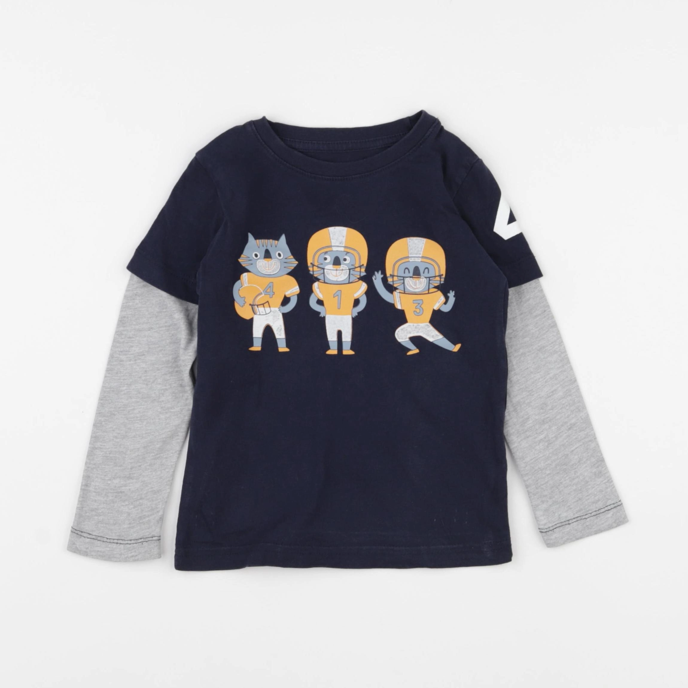 Vertbaudet - tee-shirt bleu, gris - 3 ans