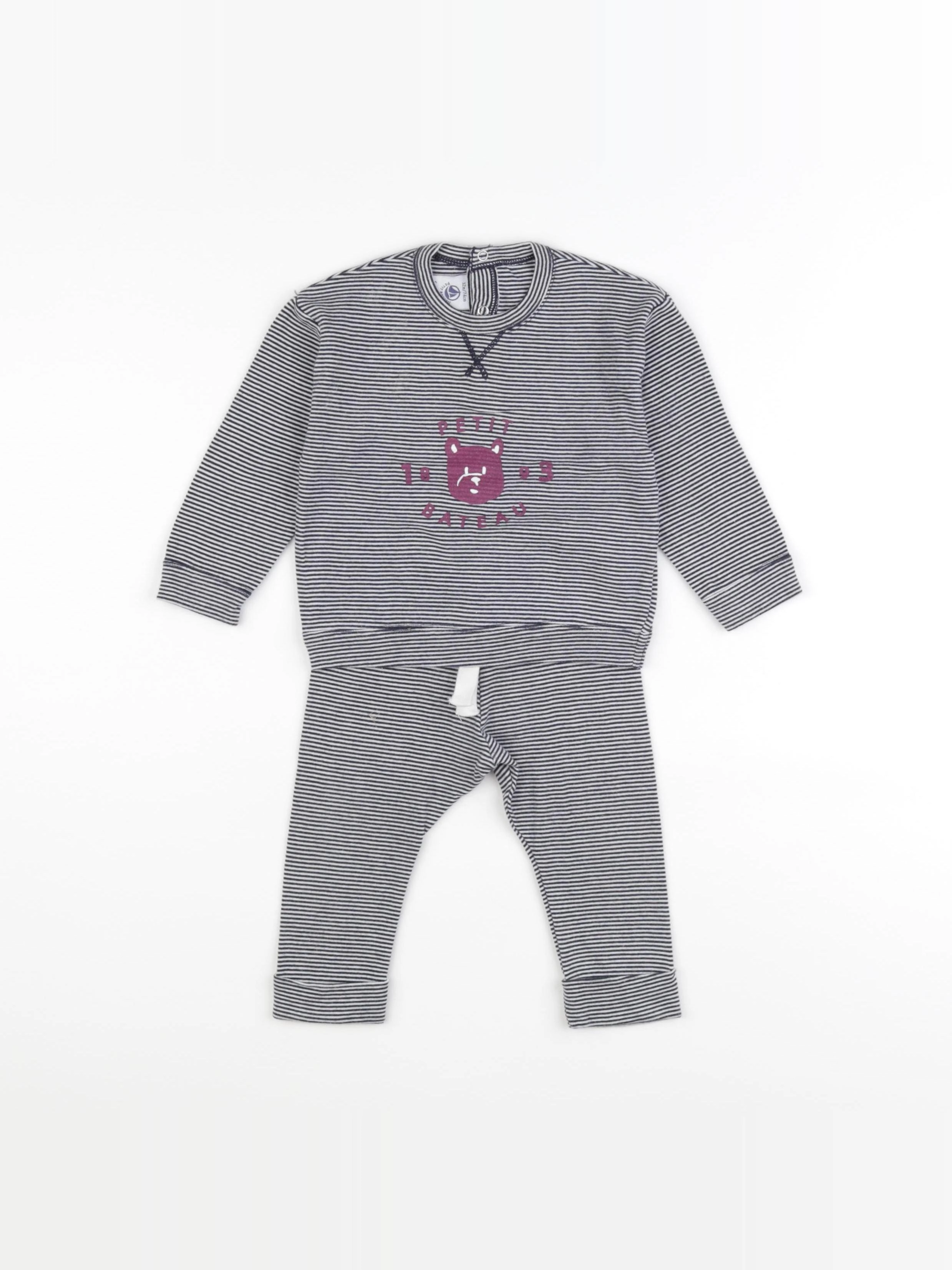 Petit Bateau - ensemble bleu - 12 mois