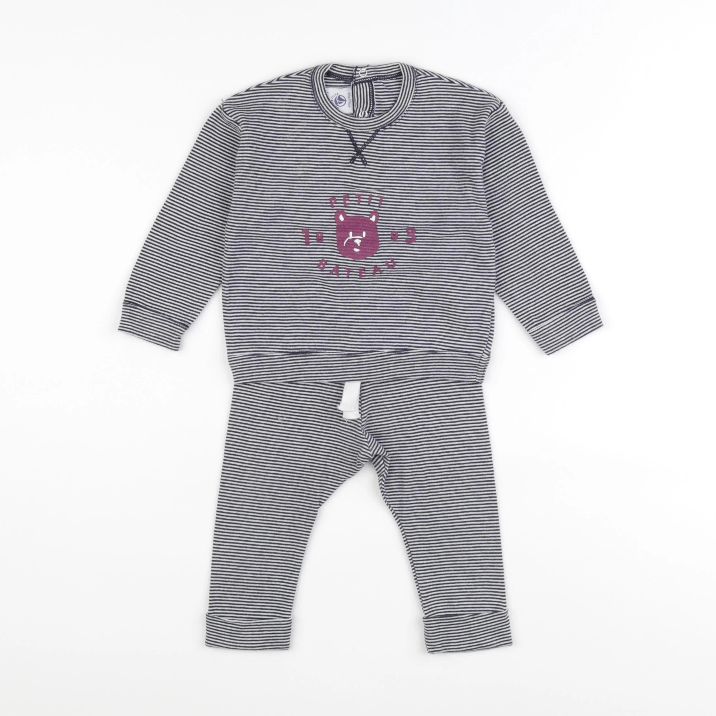 Petit Bateau - ensemble bleu - 12 mois