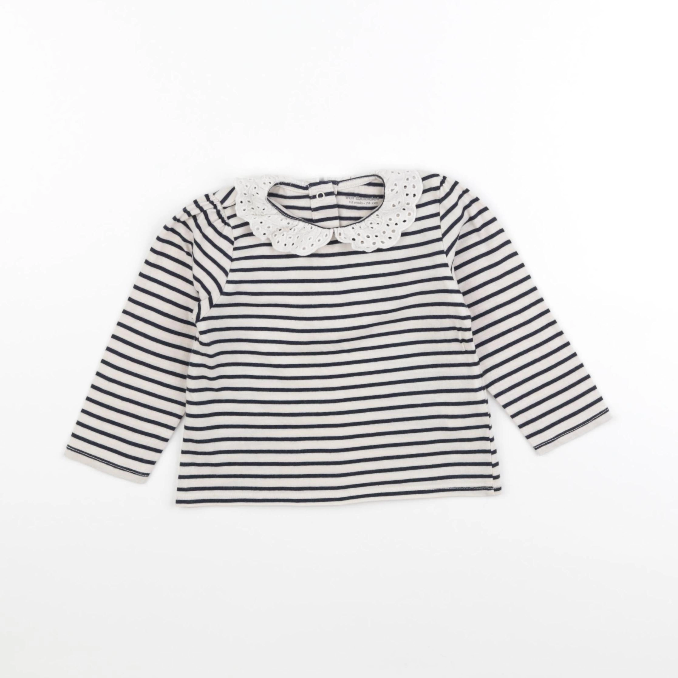 Vertbaudet - tee-shirt bleu - 12 mois