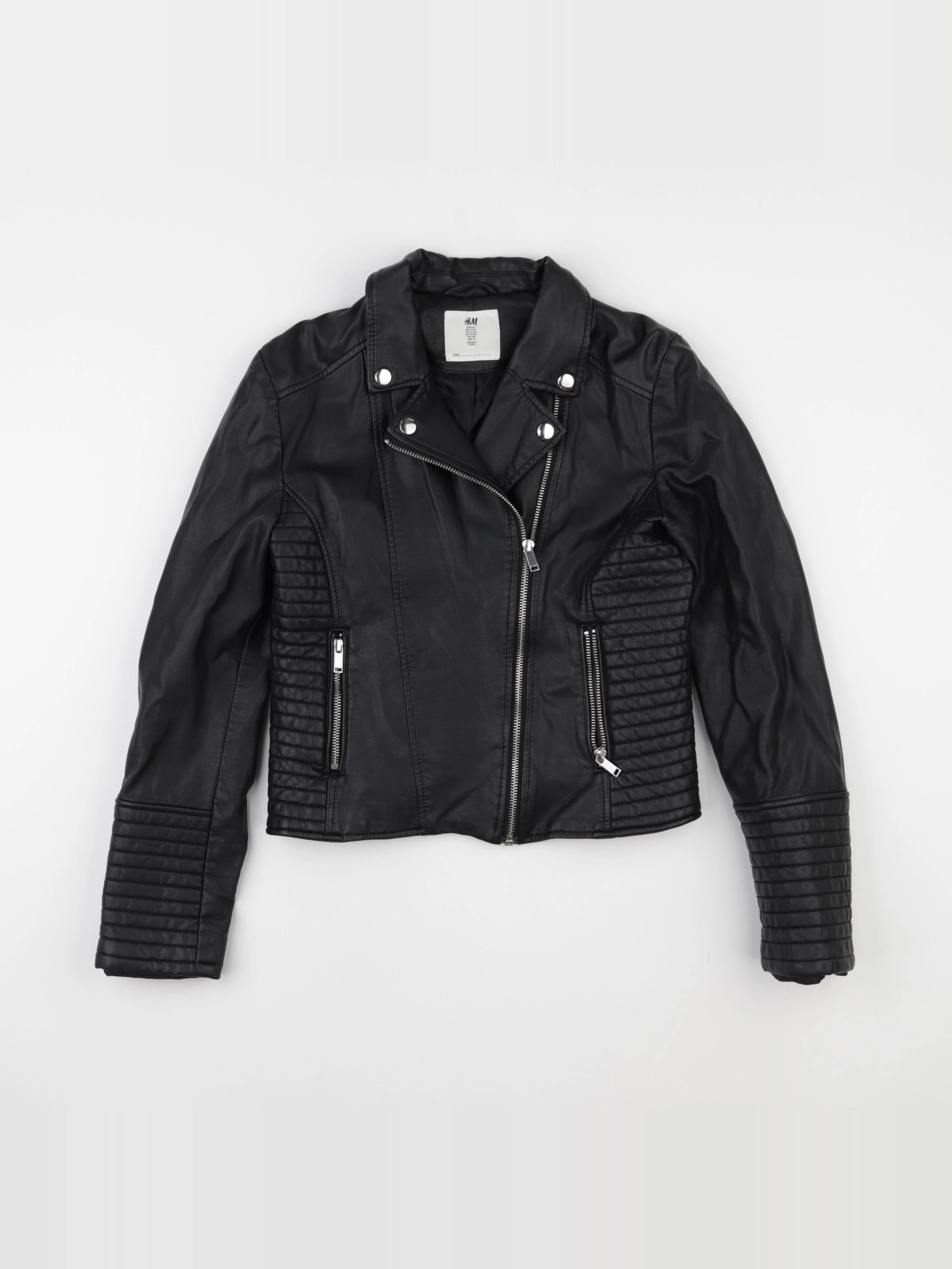 H&M - veste simili cuir noir - 13/14 ans