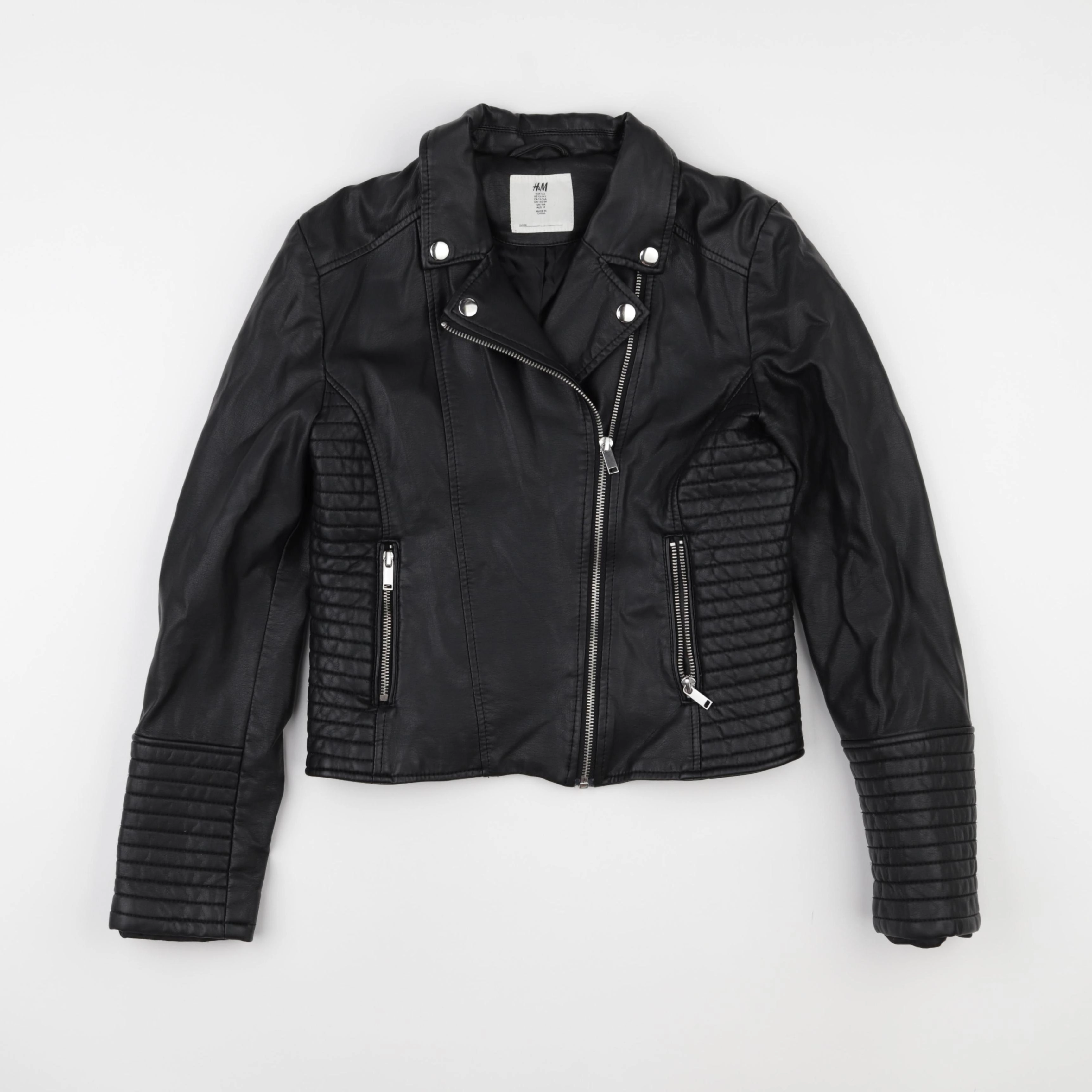 H&M - veste simili cuir noir - 13/14 ans