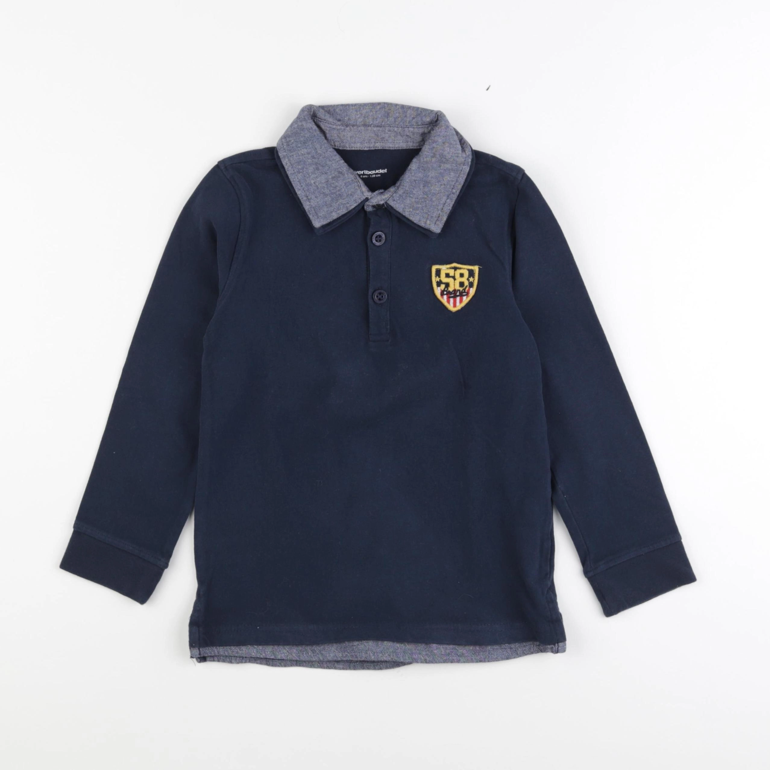 Vertbaudet - polo bleu - 8 ans