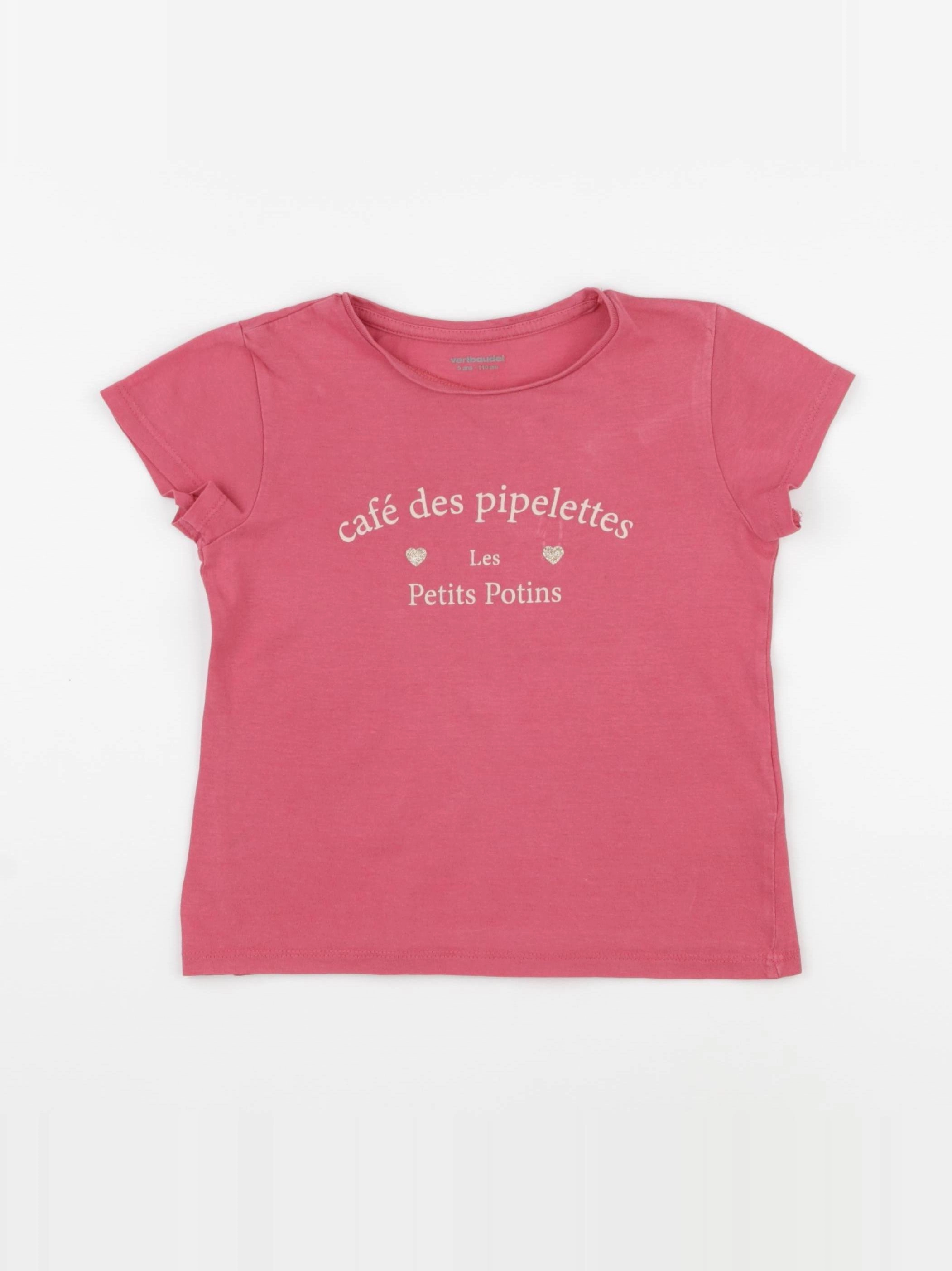 Vertbaudet - tee-shirt rose - 5 ans