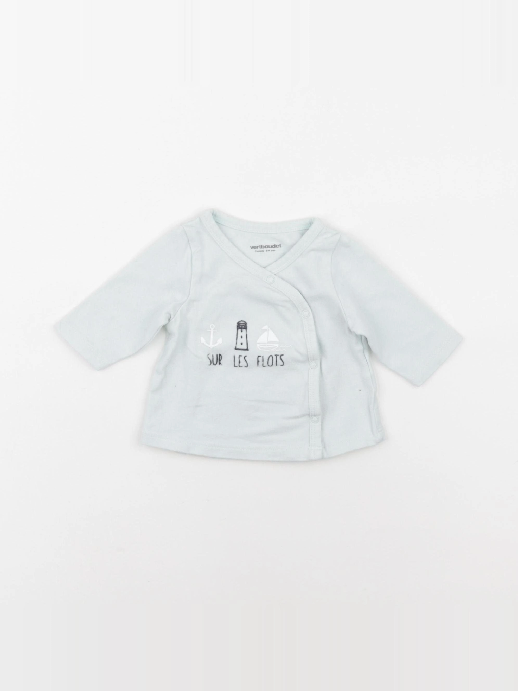 Vertbaudet - tee-shirt bleu - 1 mois