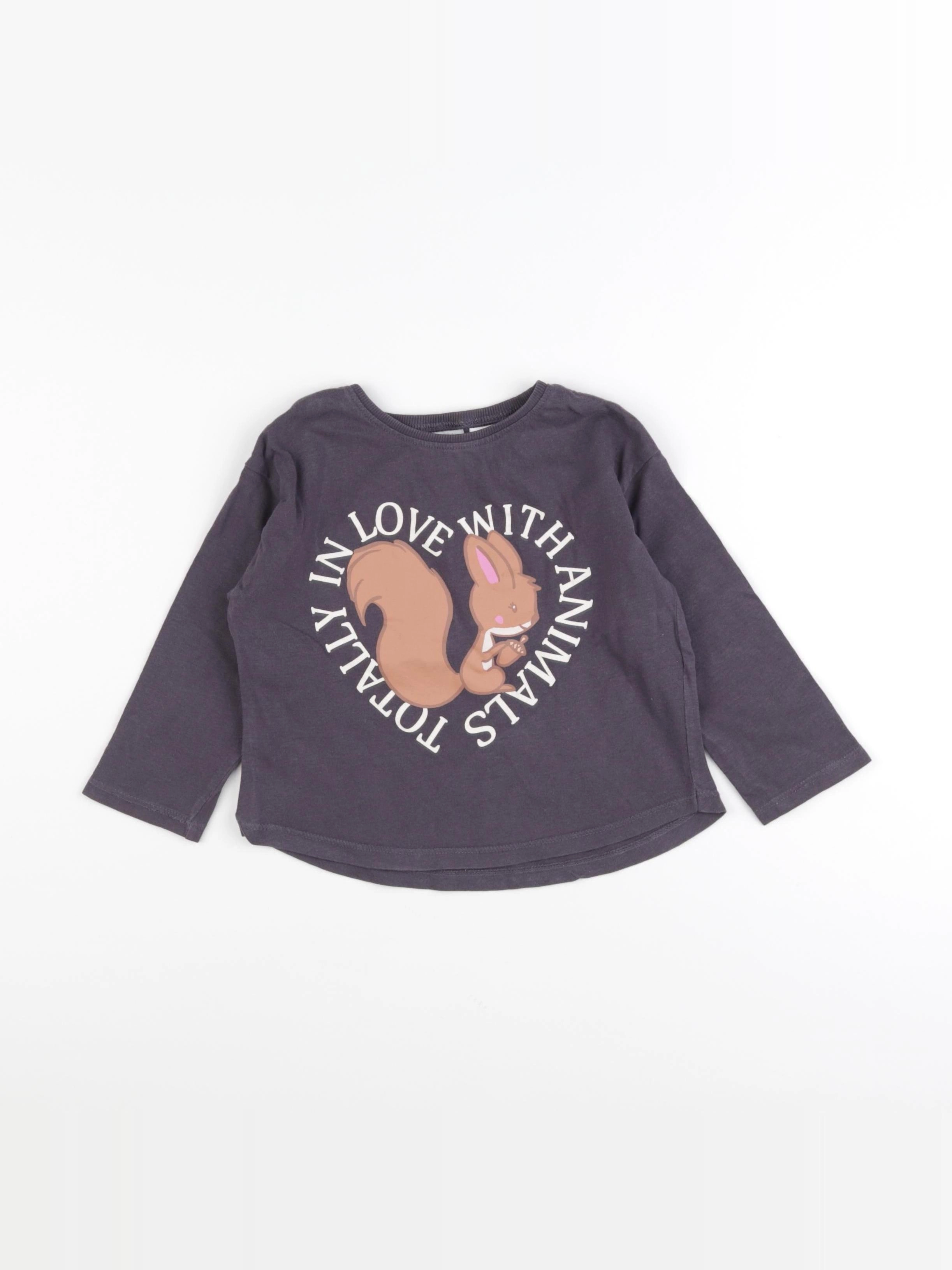 Zara - tee-shirt gris - 2/3 ans