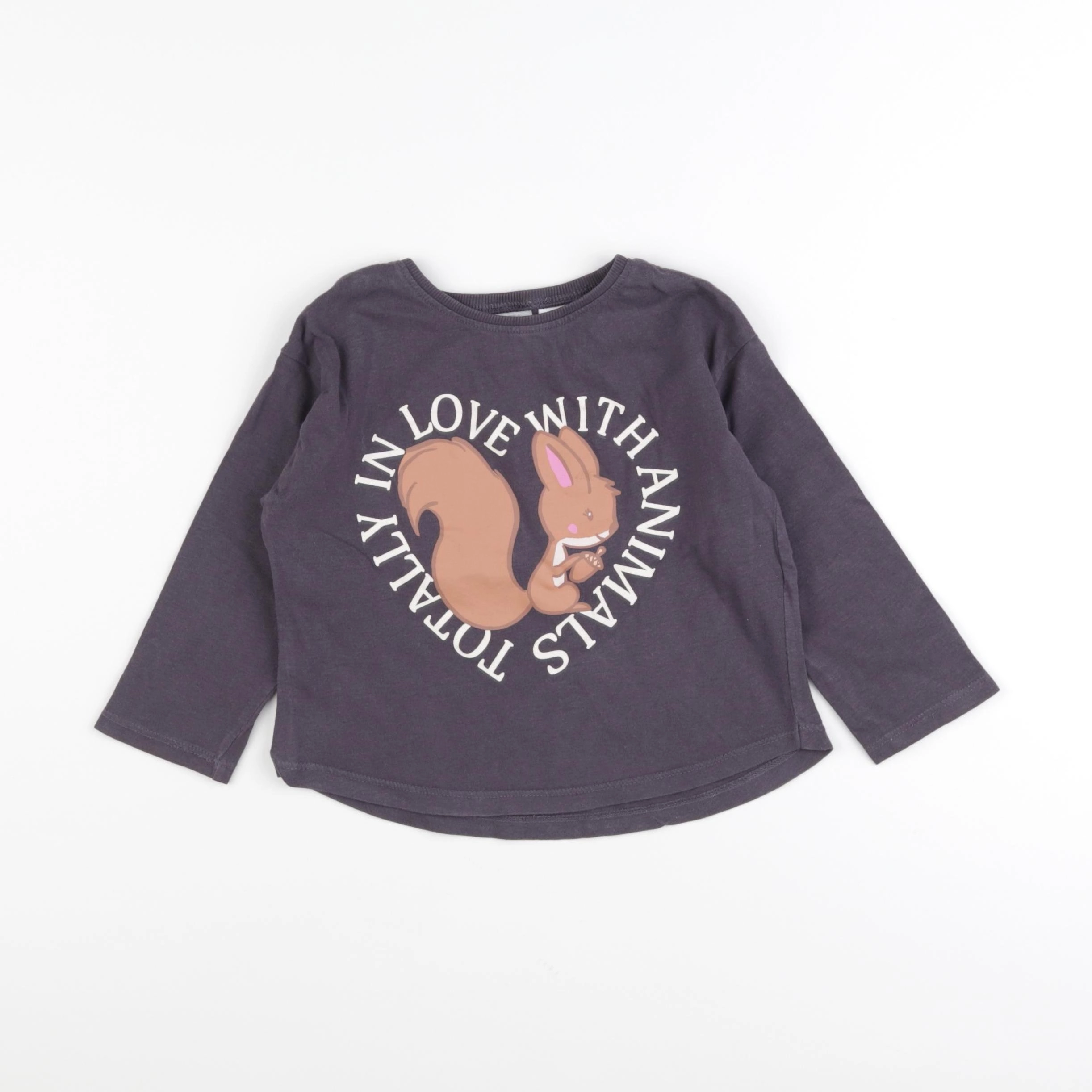 Zara - tee-shirt gris - 2/3 ans