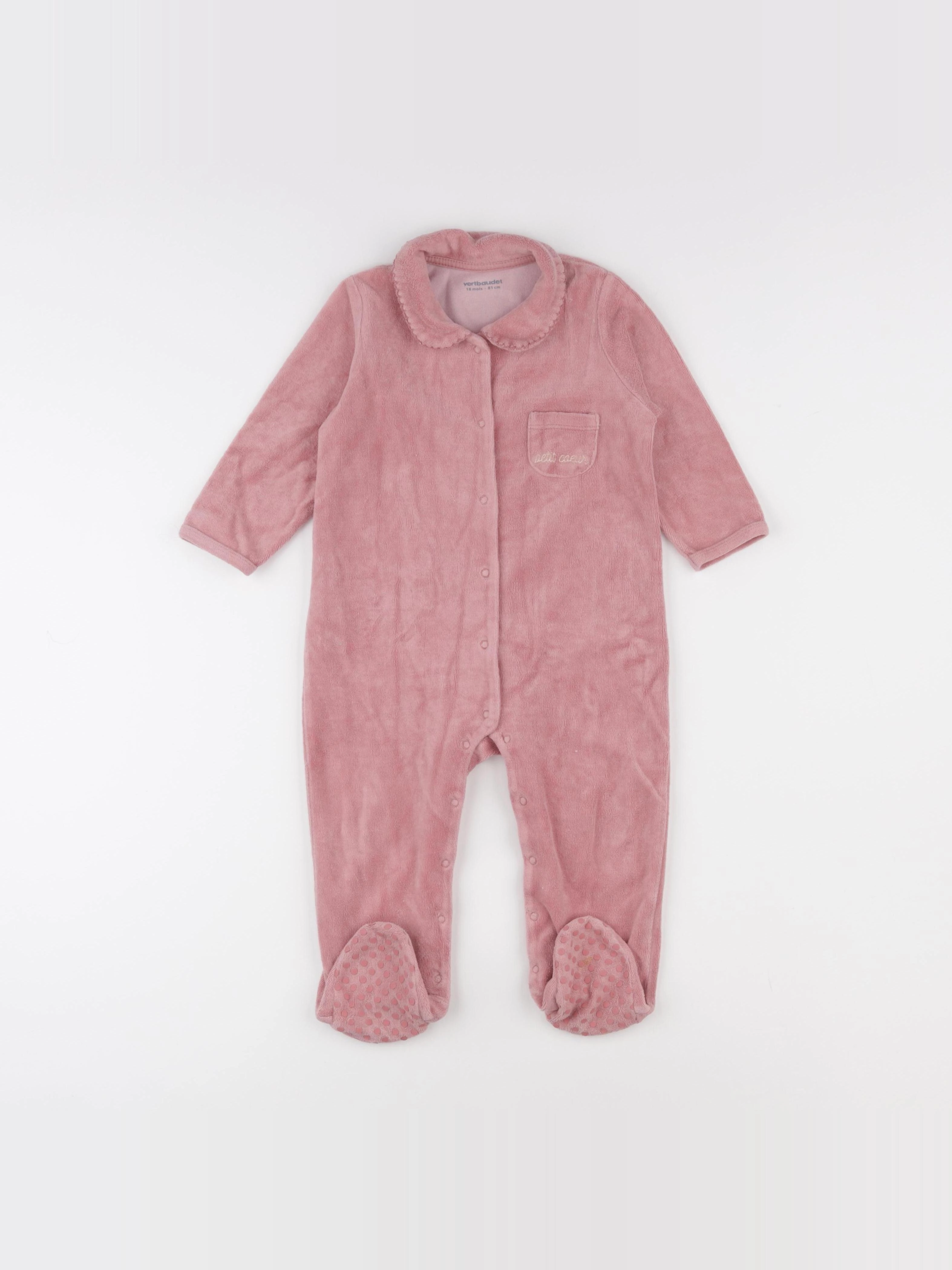 Vertbaudet - pyjama velours rose - 18 mois