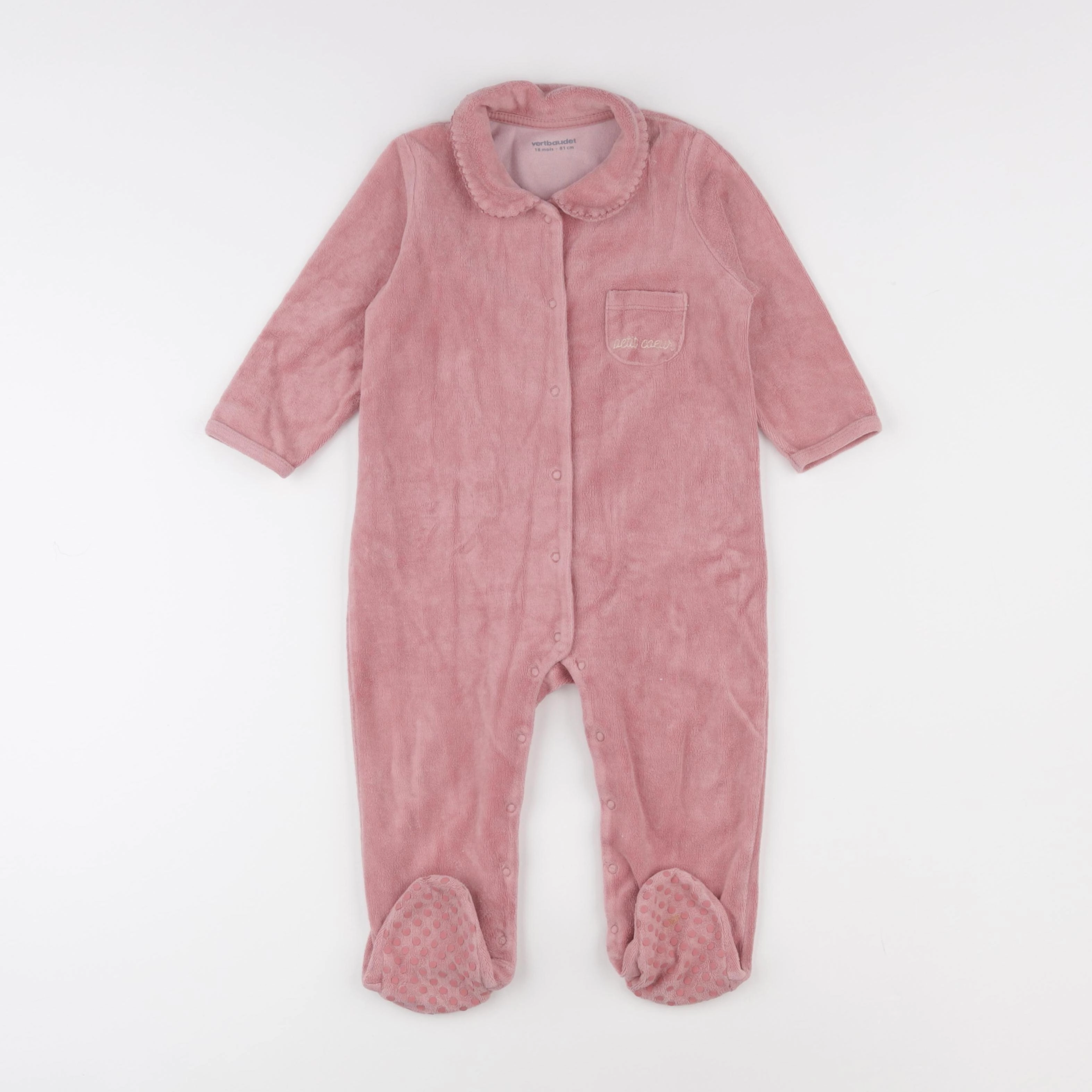 Vertbaudet - pyjama velours rose - 18 mois