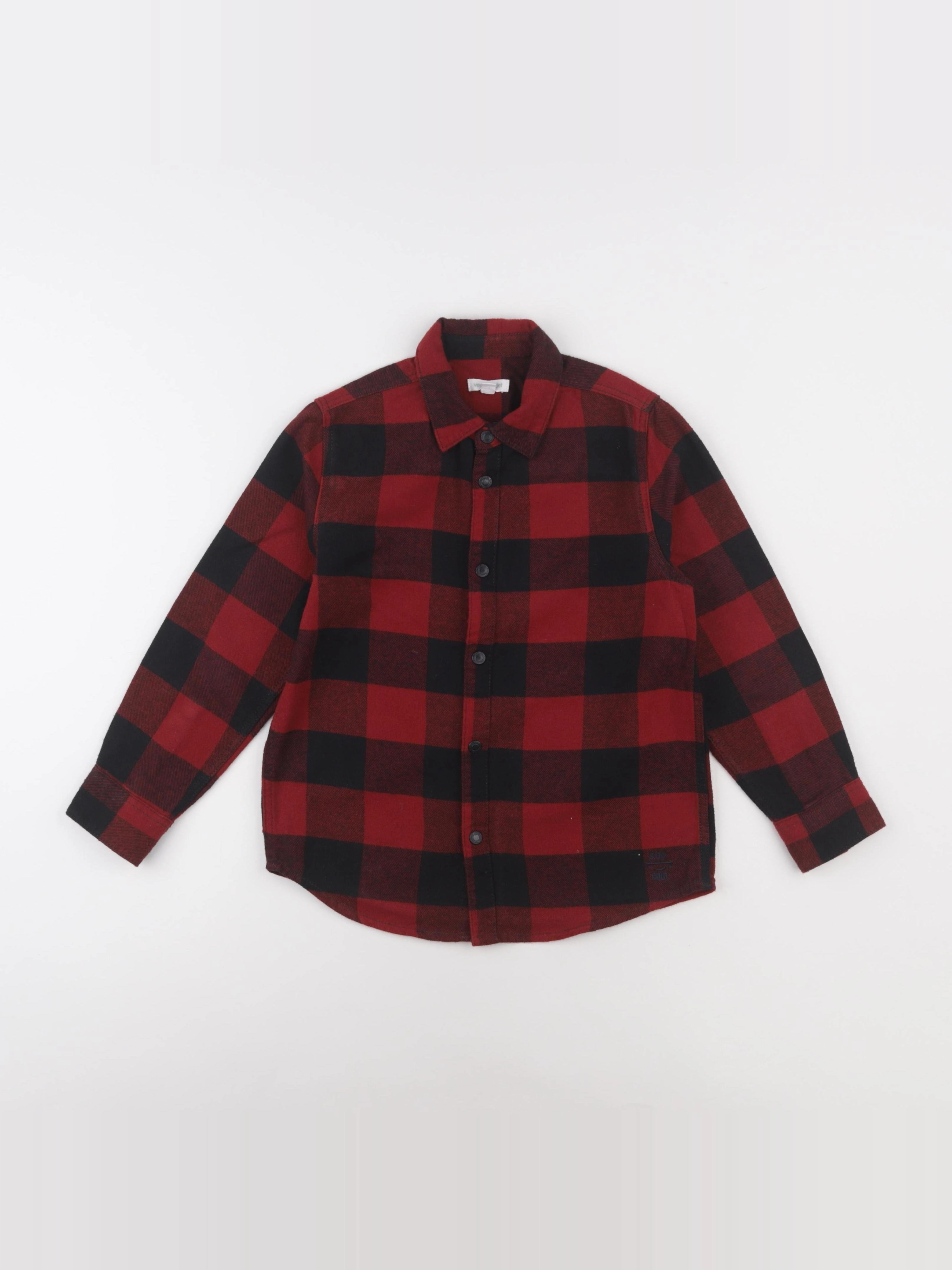 Vertbaudet - chemise noir, rouge - 8 ans