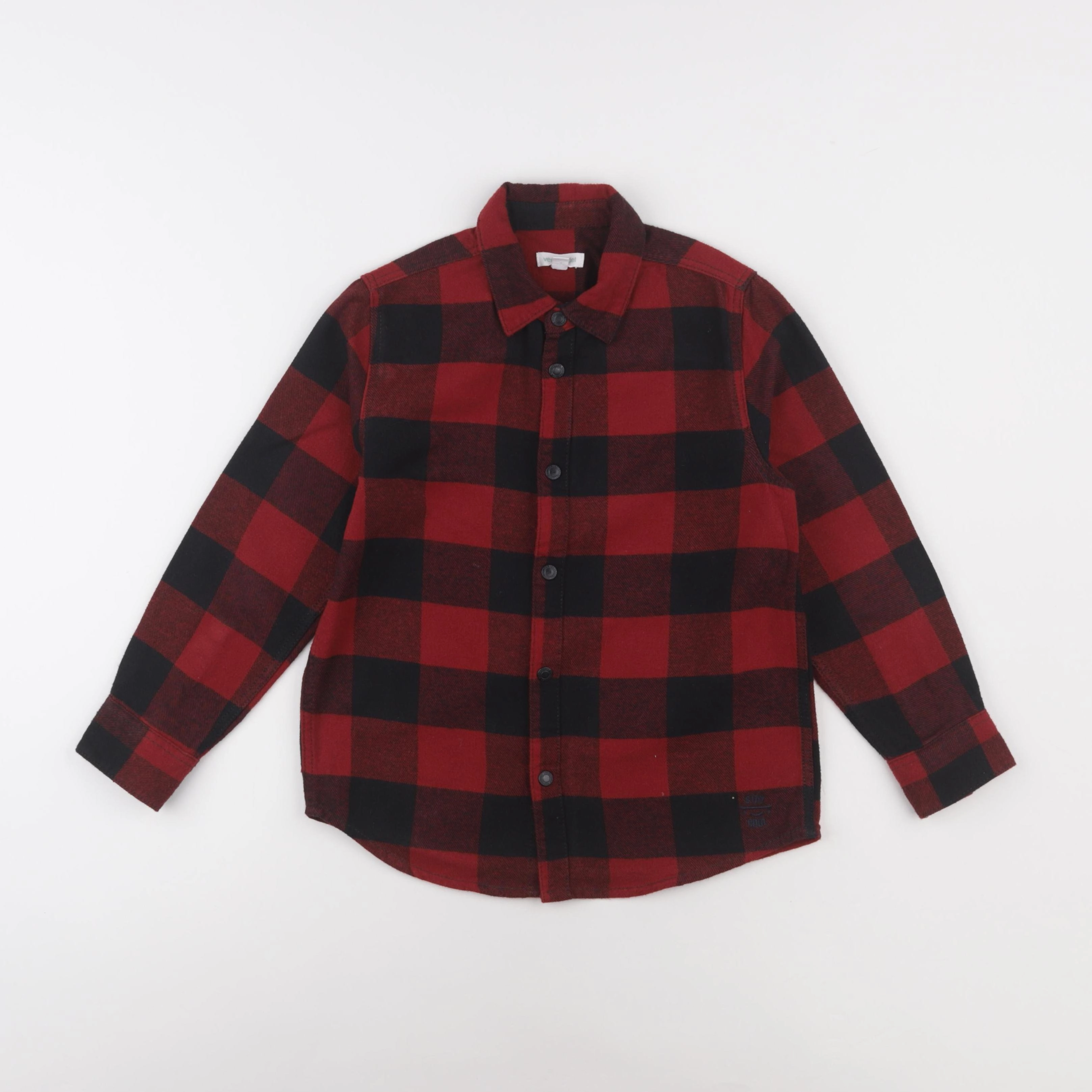 Vertbaudet - chemise noir, rouge - 8 ans