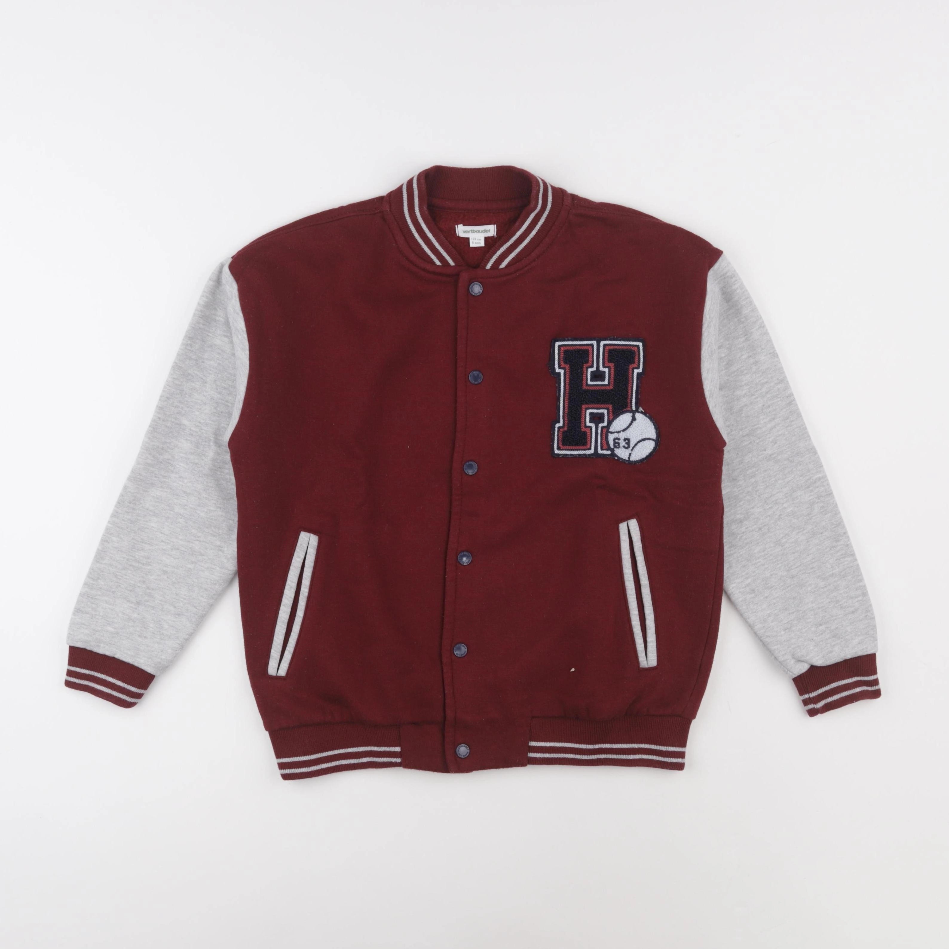 Vertbaudet - veste rouge, gris - 8 ans