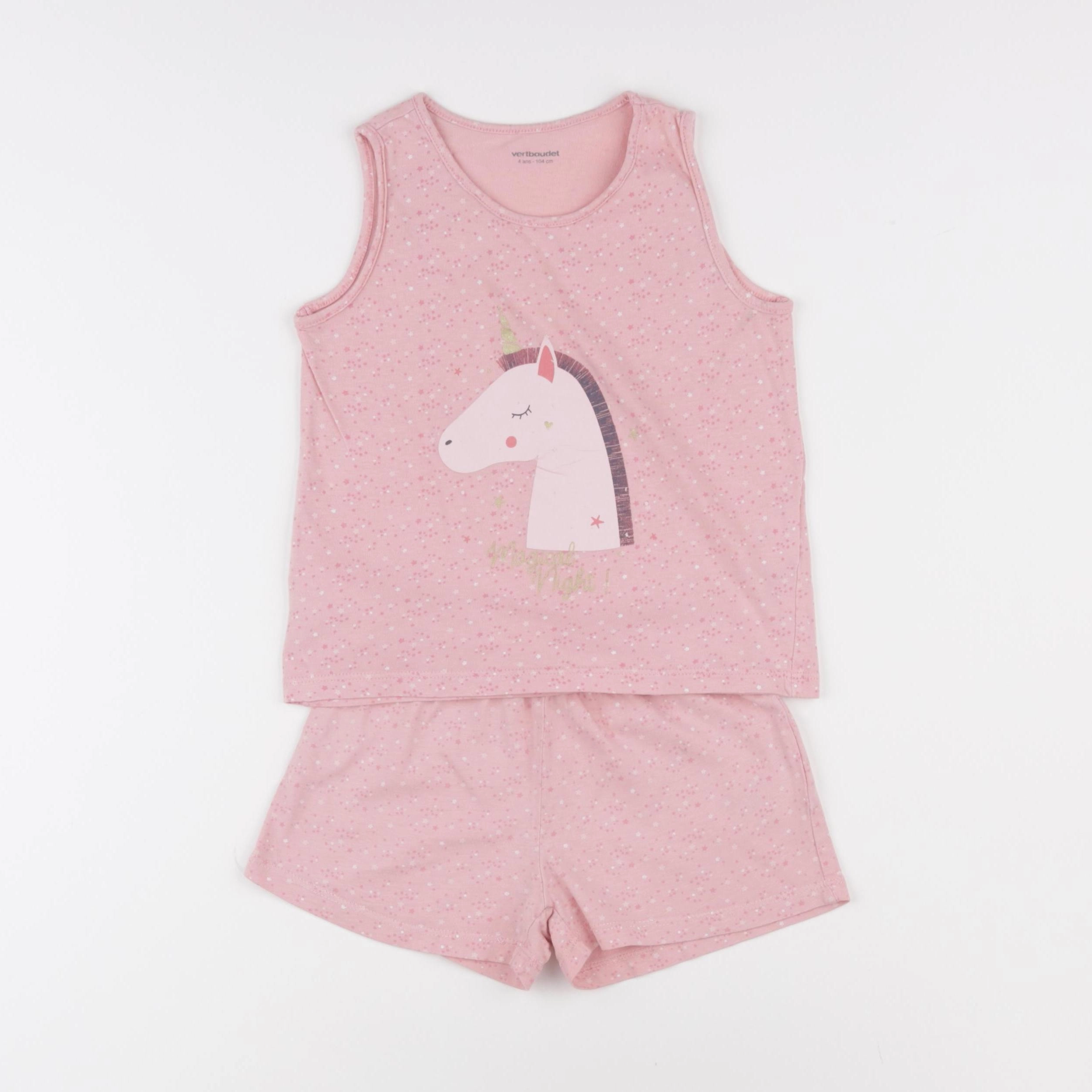 Vertbaudet - pyjama coton rose - 4 ans
