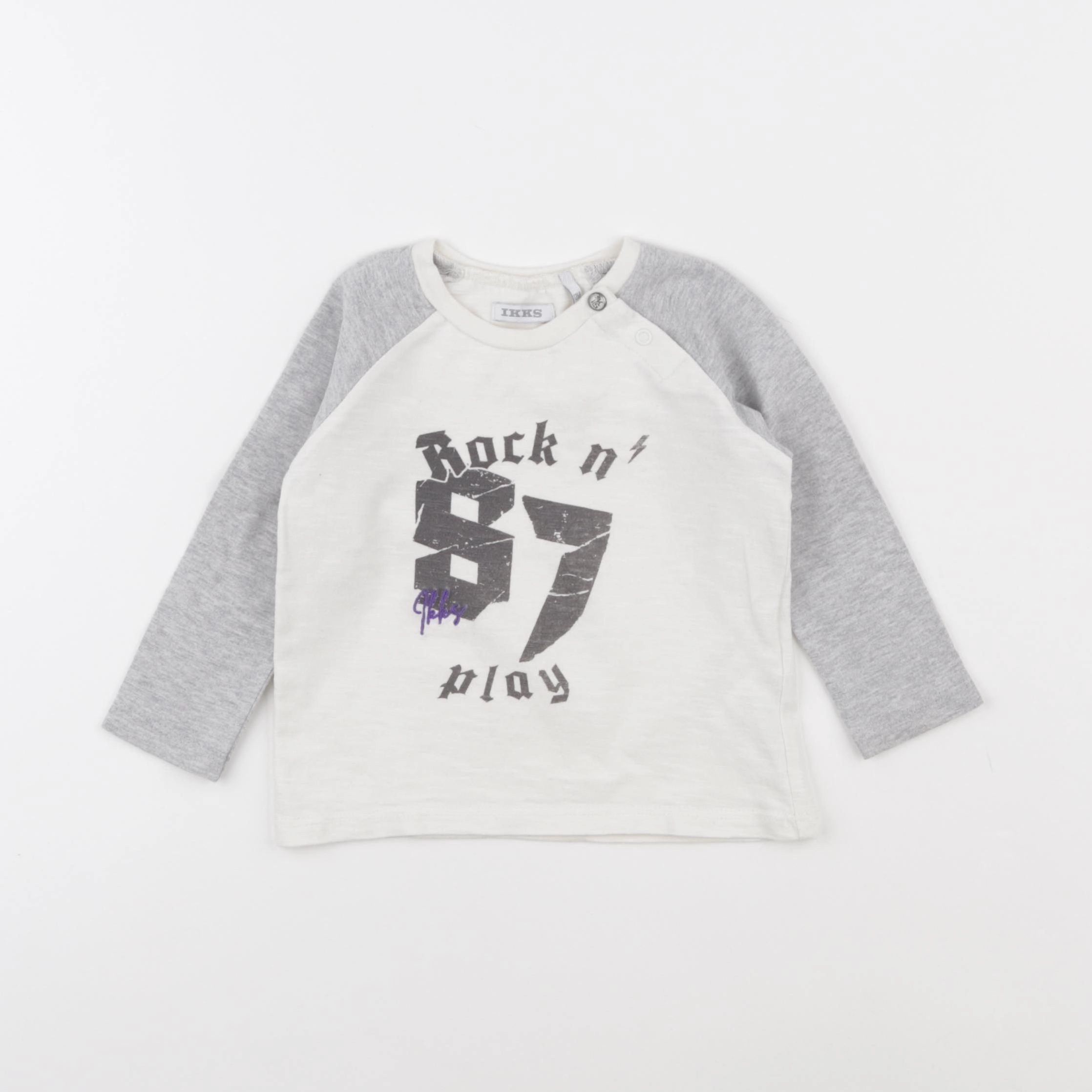 IKKS - tee-shirt gris, blanc - 12 mois