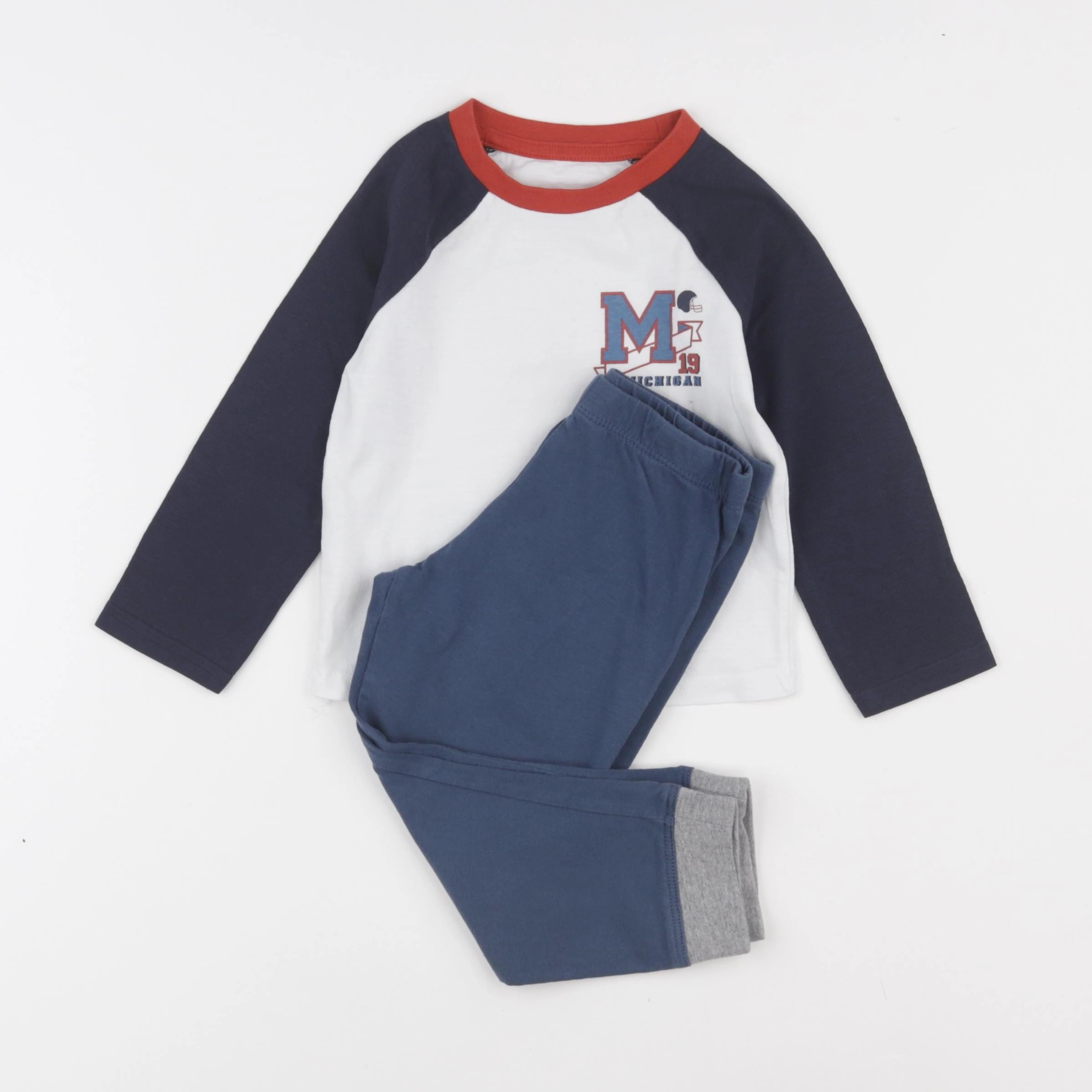 Vertbaudet - pyjama coton bleu, blanc - 2 ans