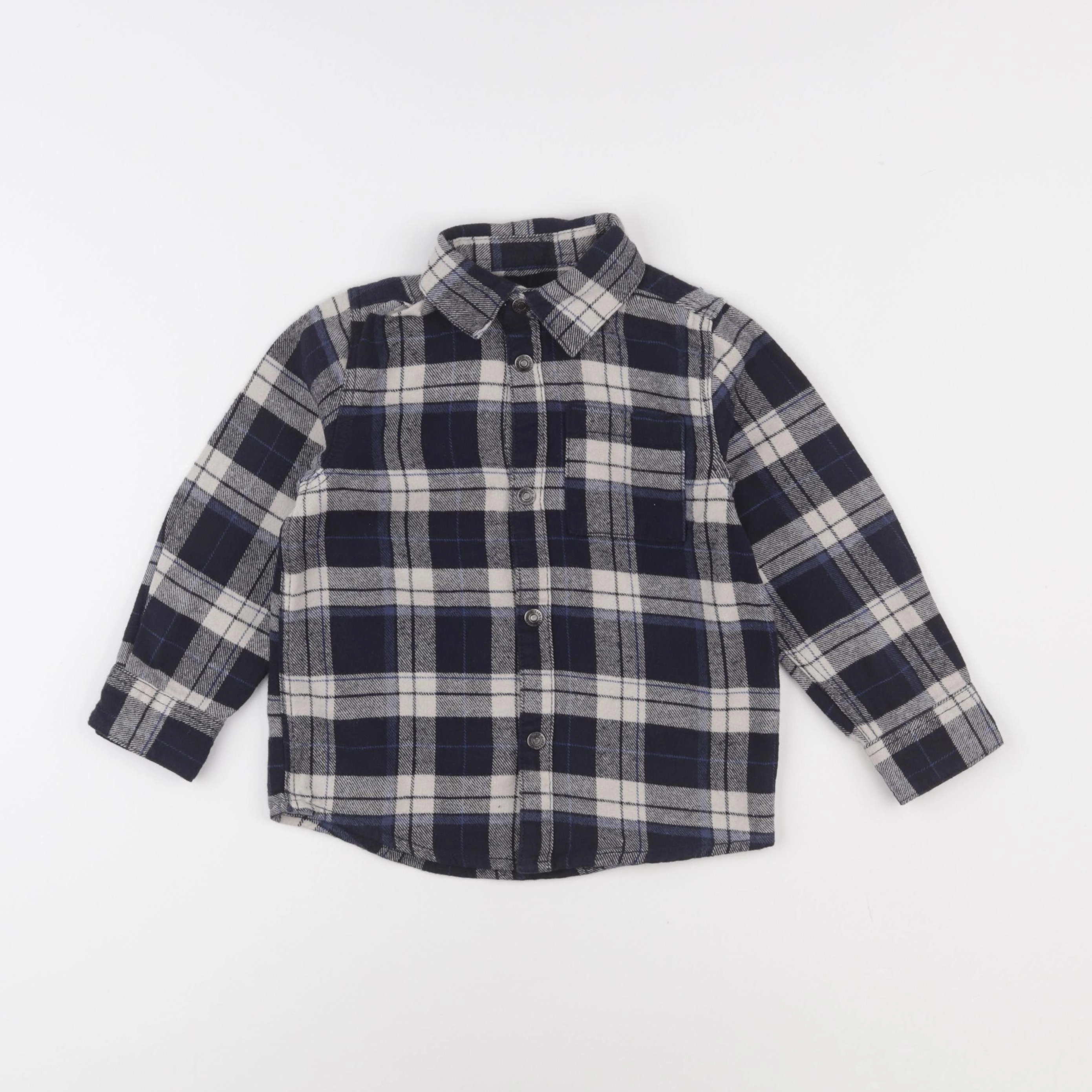 Vertbaudet - chemise blanc, bleu - 4 ans