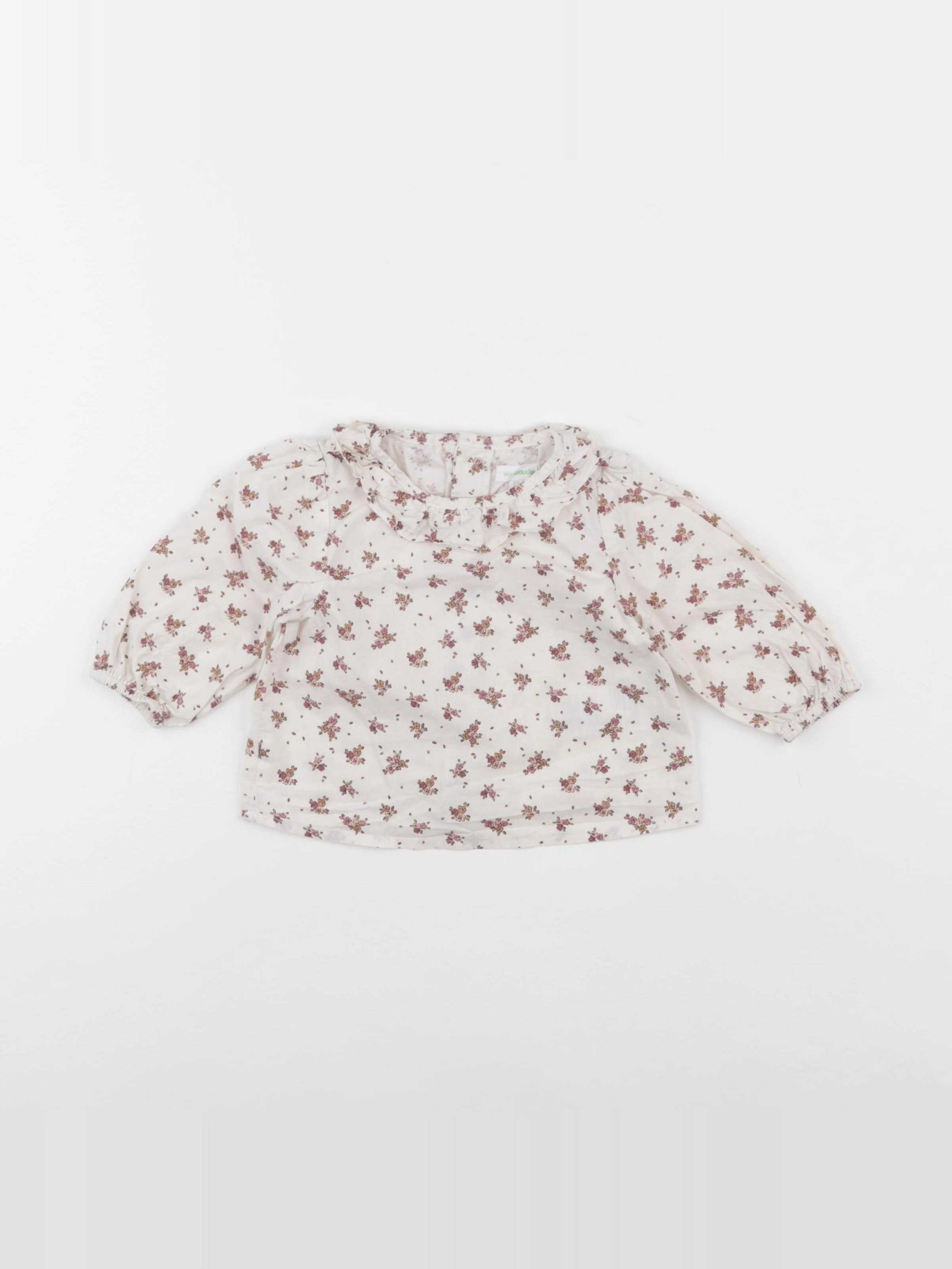 Vertbaudet - blouse beige, rose - 6 mois